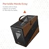MONTECH Heritage mATX, Compact Leather Game Case with Micro Form Factor Signature Handle Design, Supports Latest GPUs, ATX PSU, 360mm AIO, 4 Fans, Headphone Strap - Black