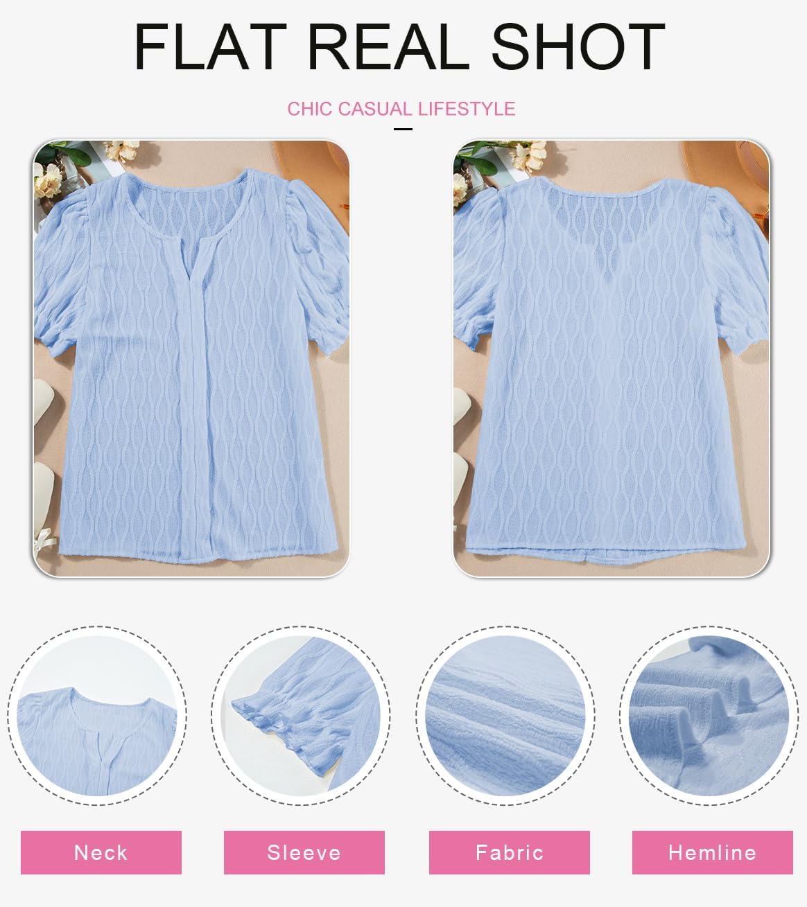 EVALESS Womens Fashion Tops Cute Puff Sleeve Blouses for Women Dressy Casual Spring Summer Clothes Outfits for 2025 - Image 6