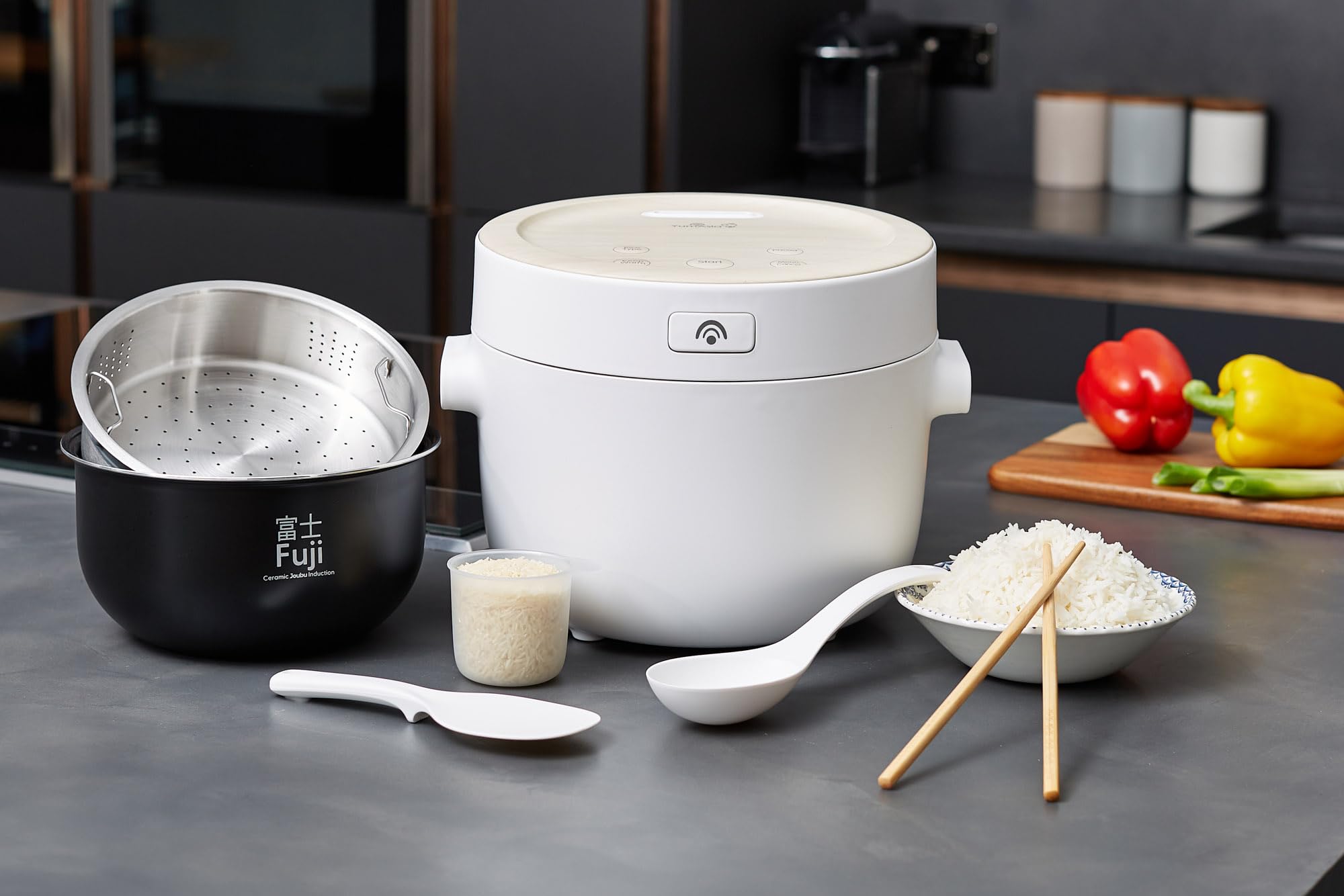 Yum Asia Panda Mini Rice Cooker with Ninja Ceramic Bowl and Advanced Fuzzy Logic (3.5 Cup, 0.63 Litres) 4 Rice Cooking Functions, 4 Multicooker Functions, LED Display, 220-240V (White and Grey Yum Asia Panda Mini Rice Cooker with Ninja Ceramic Bowl and Advanced Fuzzy Logic (3.5 Cup, 0.63 Litres) 4 Rice Cooking Functions, 4 Multicooker Functions, LED Display, 220-240V (White and Grey