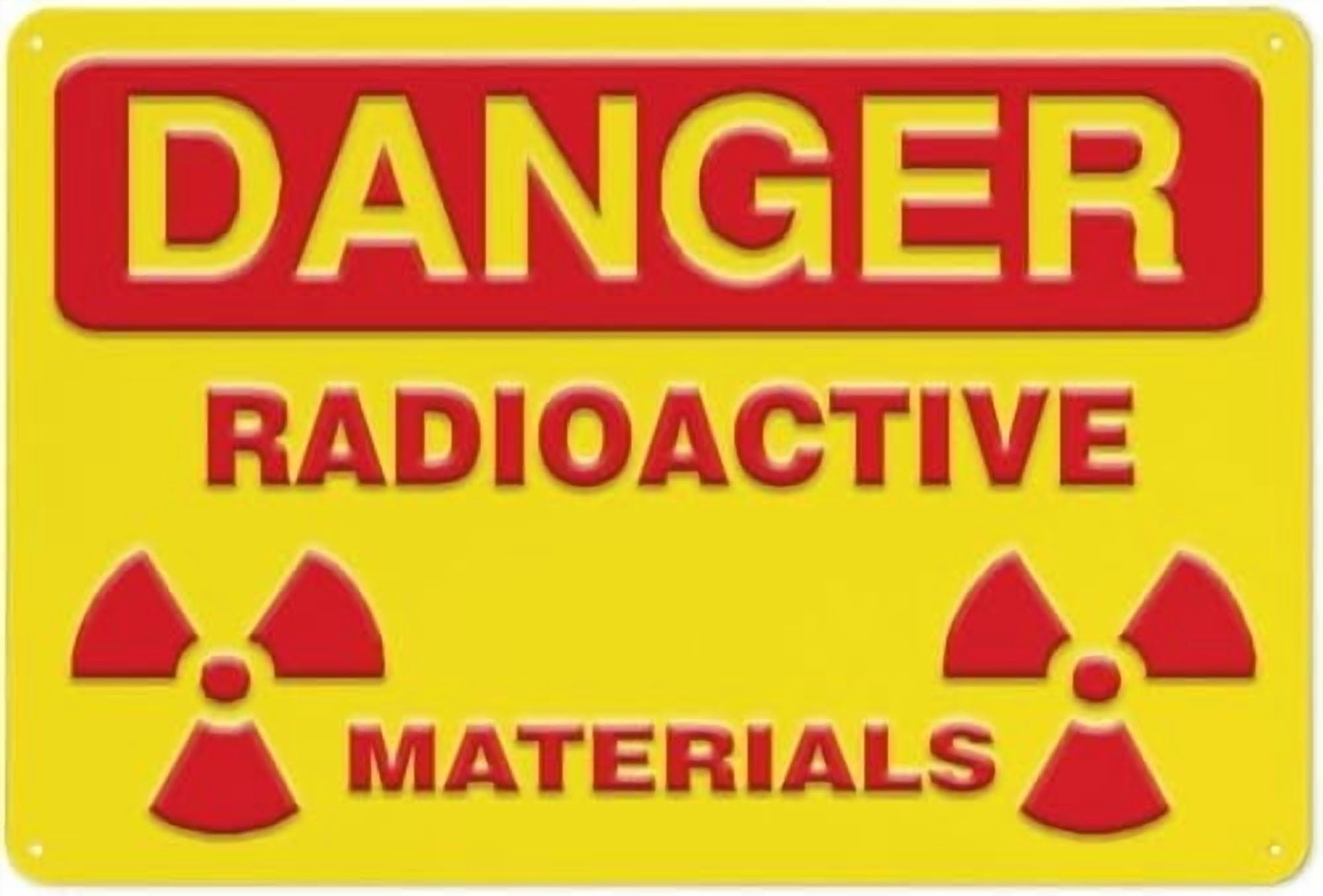 (2-Pack) Metal Tin Sign Warning Sign: Danger - Radioactive Materials, Warning Sign; Durable for Garage, Warehouse, Industrial Decor 12x8 inch