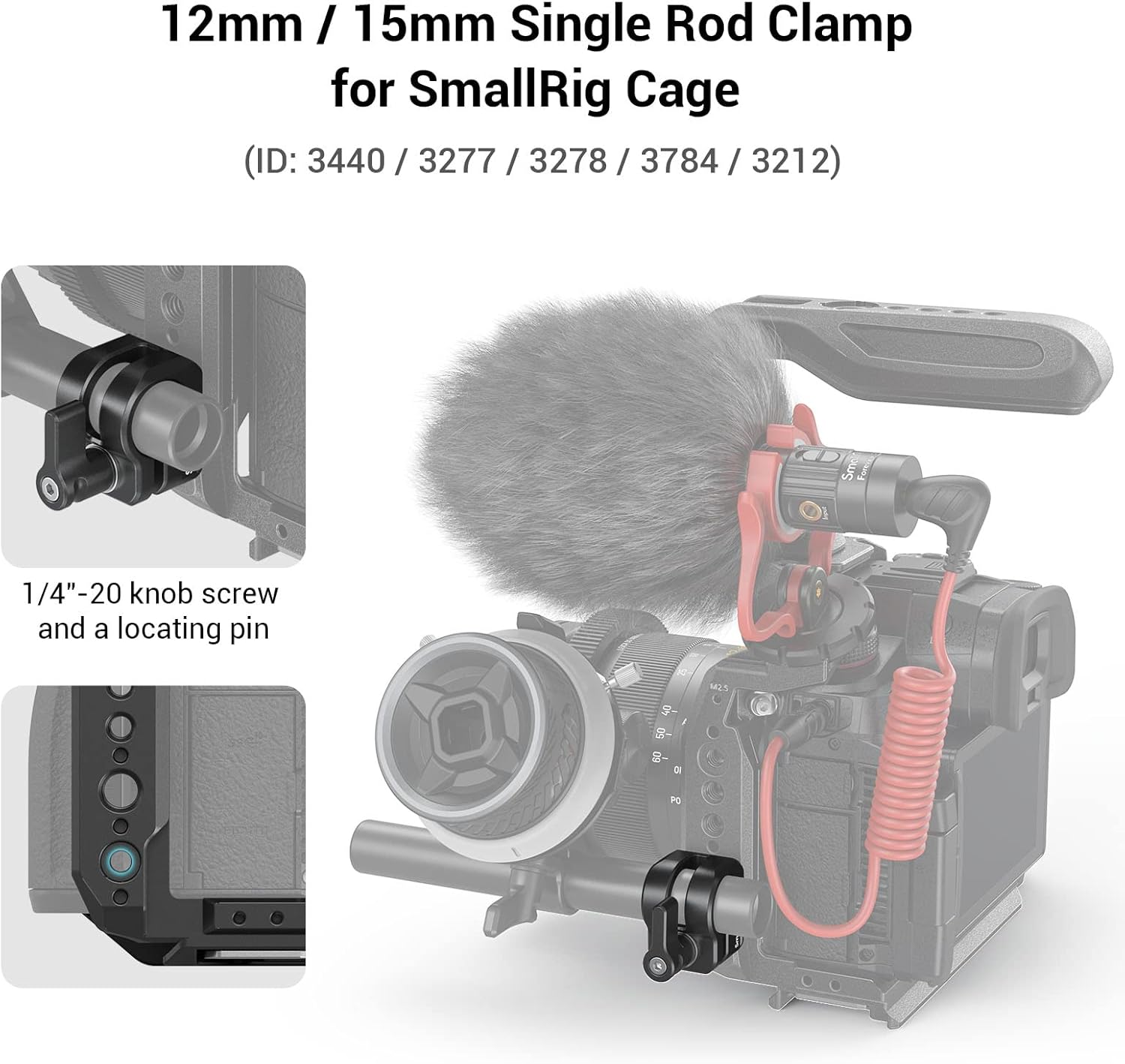 SmallRig 12mm/15mm Single Rod Clamp for SmallRig Cage 3440, 3277, 3278,3784 and 3212-3598 - Image 2