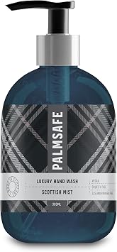 Palm Safe Scottish Mist 300ml Luxury Hand Wash Soothing Hand Cleanser Hydrates Sensitive or Irritated Skin 300ml Pump Bottle with Natural Bioactives to Nourish and Moisturise Vegan-friendly