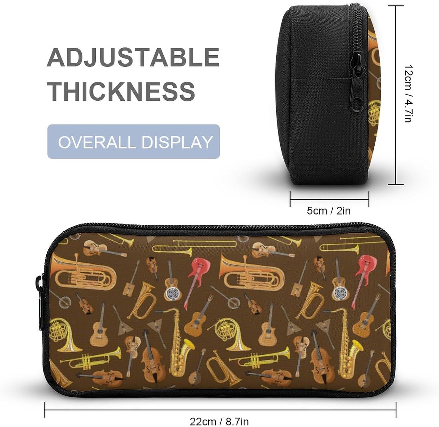 Trumpet Musical Instrument Pattern 3 Piece Backpack Sets With Lunch Bag Pencil Case Combination Hiking Travel Work