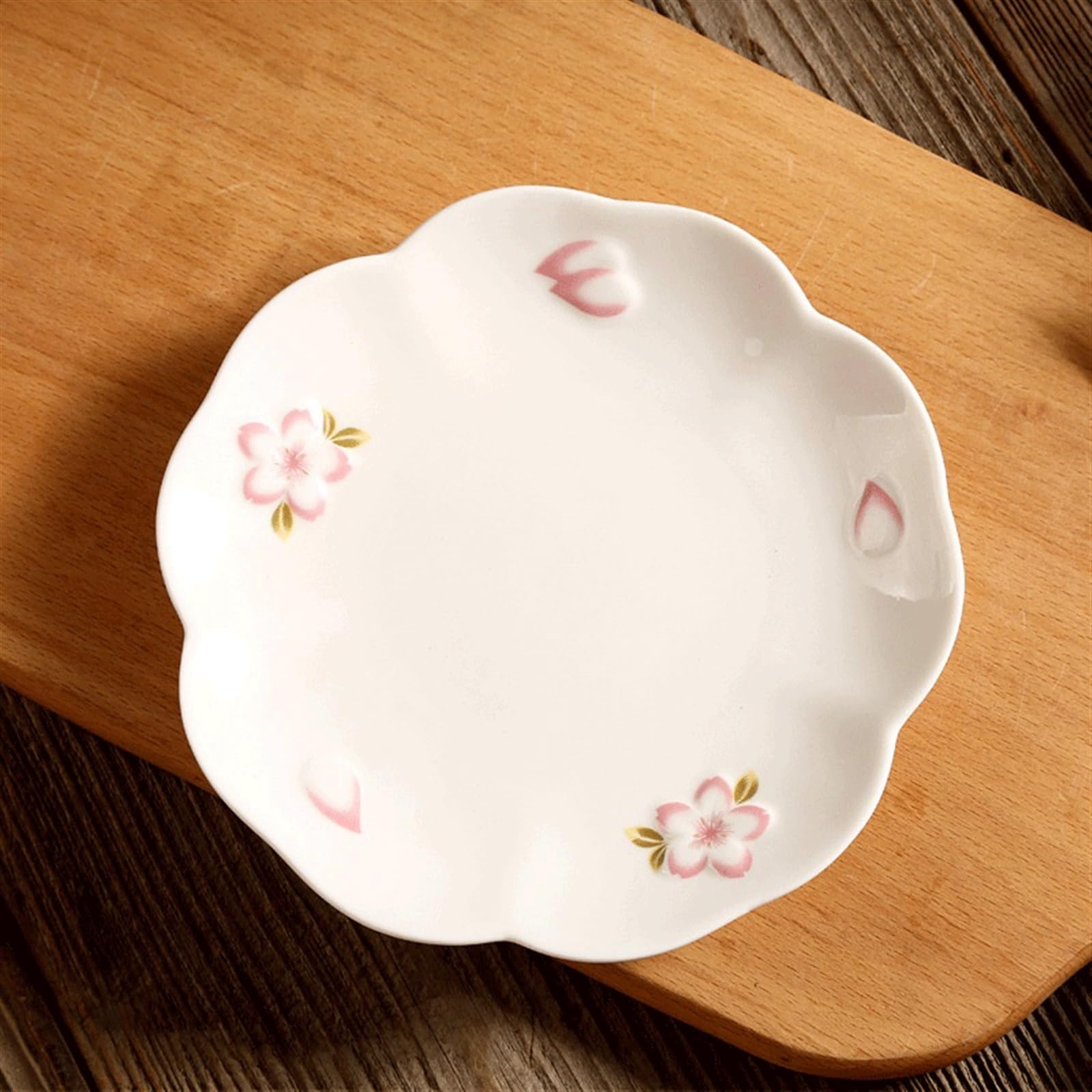 Ręcznie malowany talerz ceramiczny - 25 cm biały kwiat wiśni, wytłaczana zastawa stołowa do jadalni, idealna do serwowania steków, owoców i deserów
