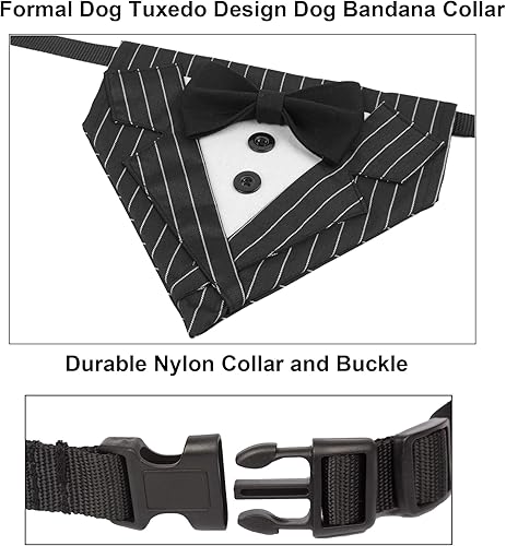 Miniatura 6 de ADOGGYGO Collar de Navidad para perro con corbatín, collares de Navidad para perro de Papá Noel rojo con lazo desmontable, collares de lazo de