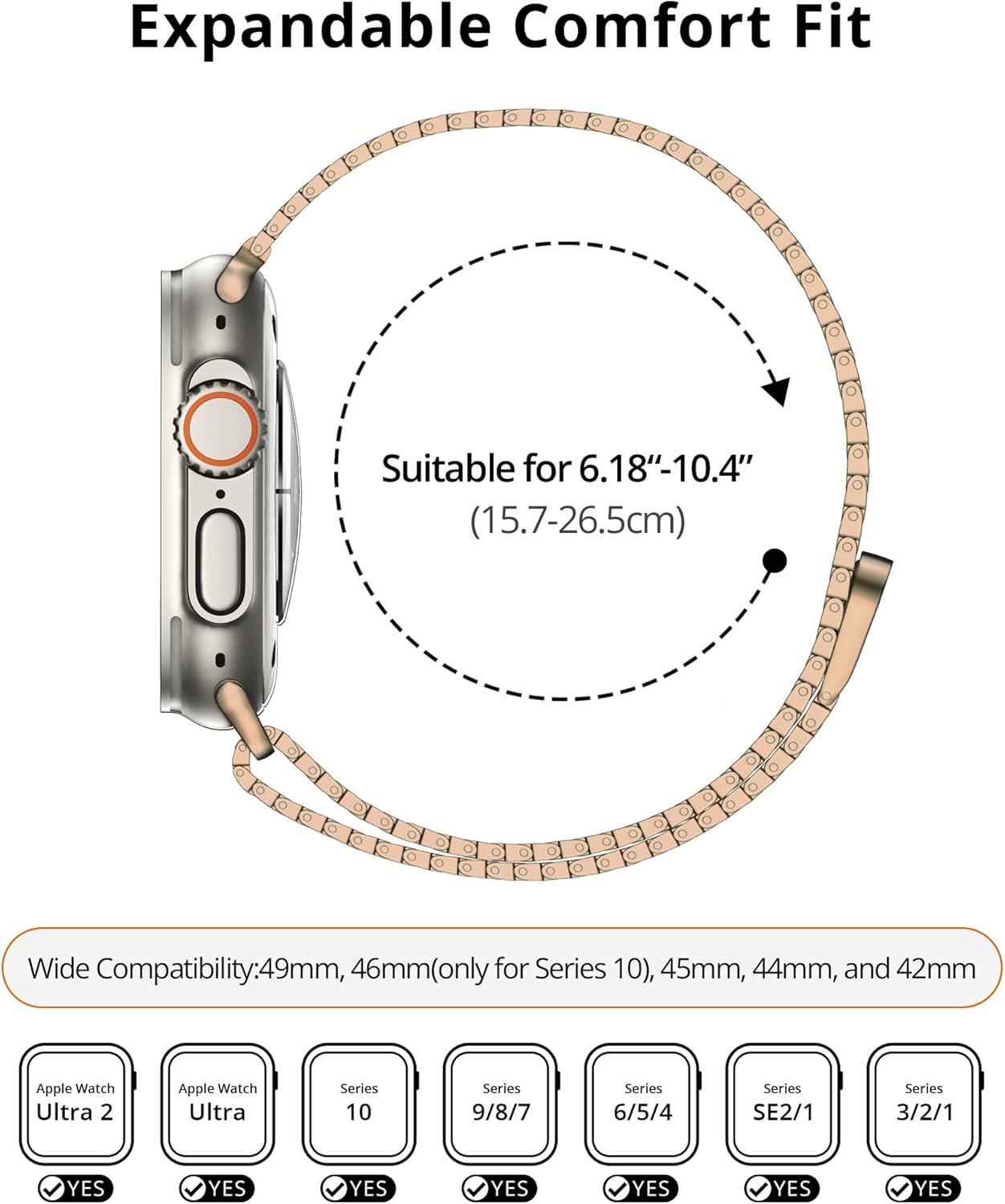 LULULOOK Milanese Mesh Loop Compatible with Apple Watch Band 49/46/45/44/42/41/40/38mm for Men Women, Stainless Steel Magnetic Buckle Strap for iWatch Ultra 3/2 Ultra Series 11 10 9 8 7 6 SE 5 4 3