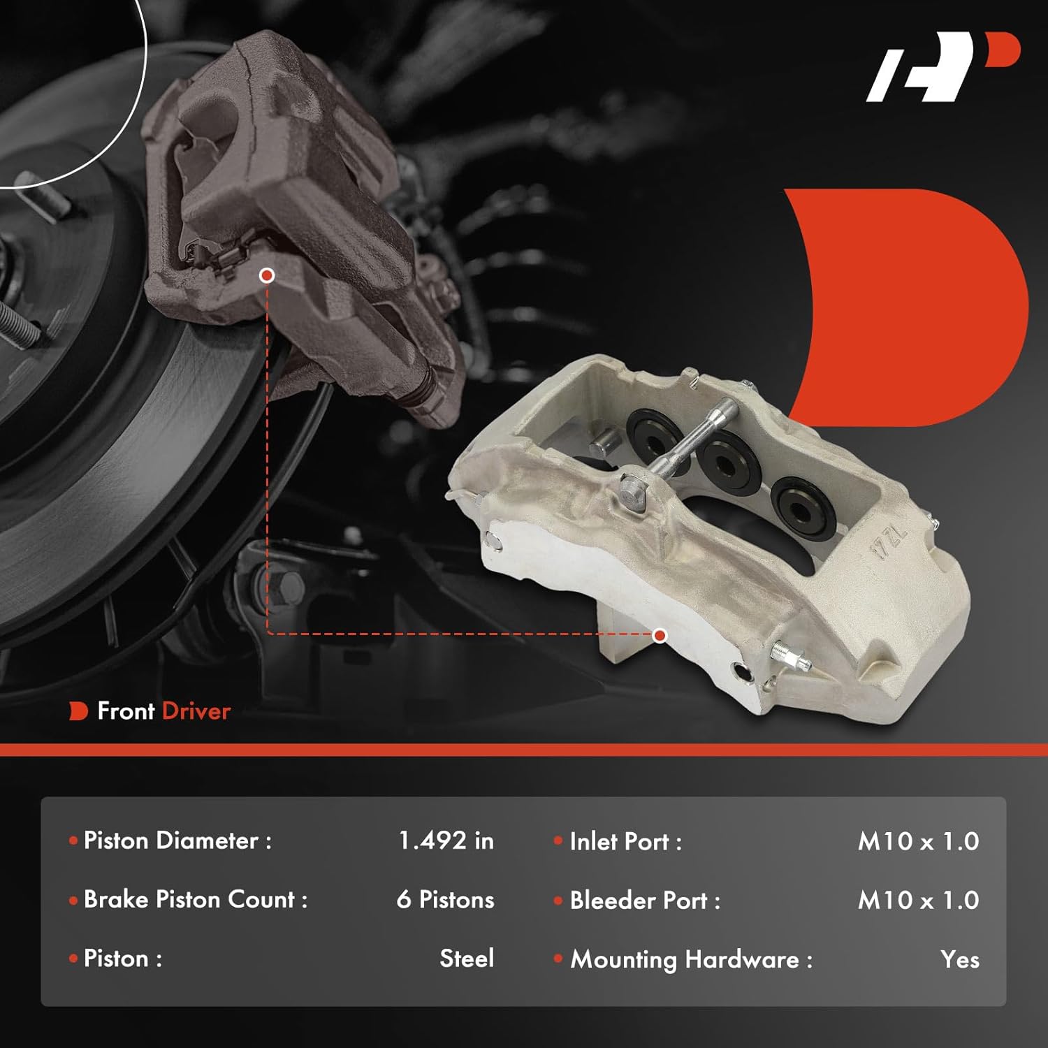 A-Premium Disc Brake Caliper Assembly Without Bracket Compatible with Porsche Cayenne 2003-2006/2008-2010 & Volkswagen Touareg 2004-2005, 3.2L 3.6L 4.2L 4.5L 4.9L 5.0L - Front Left Driver Side