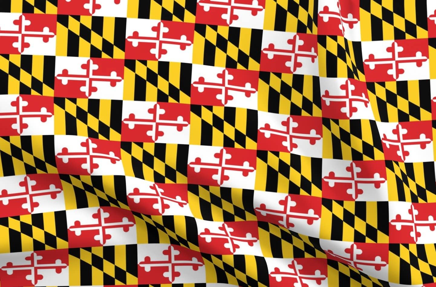Spoonflower Fabric - Maryland Flags Flag Horse Racing State Sailing Naval Printed on Denim Fabric by The Yard - Bottomweight Apparel Home Decor Upholstery