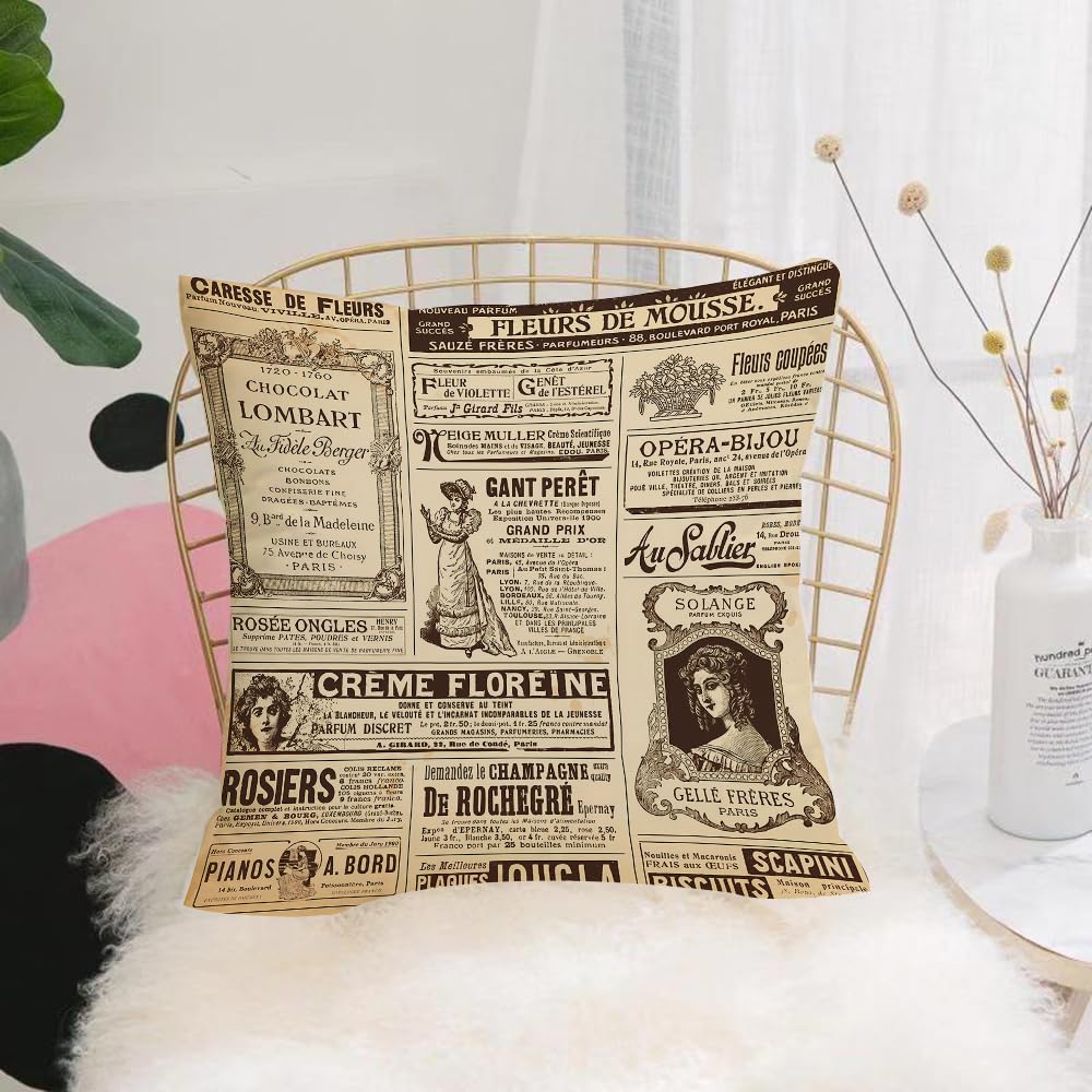 Hyosxw Old Newspaper Pages With Vintage Advertising - A2 Cushion Cover,Throw Pillow Case Home Decorative For Living Room Bedroom Sofa Chair 18X18 Inch,Old Newspaper Pages With Vintage Advertising And Fashion.,Pillowcase 45X45cm