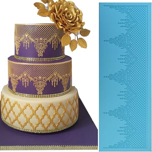 Azúcar joyas comestibles encaje pastel encaje estera en relieve chandelilac textura fondant impresión estera de encaje corona tiara decoración molde