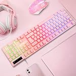 Clavier rose et jeu de souris USB Kawaii filaire ComboRGB Feux de fond N'est pas en conflit avec l'aiguillage mécanique Brown 4200DPI souris PC Console de jeu PS4 PS5