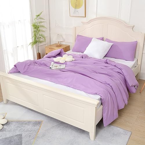 Miniatura 2 de Hiverson Essentials Edredón morado lavanda para cama tamaño Queen, juego de ropa de cama moderno para niñas, suave y ligero, juego de cama de