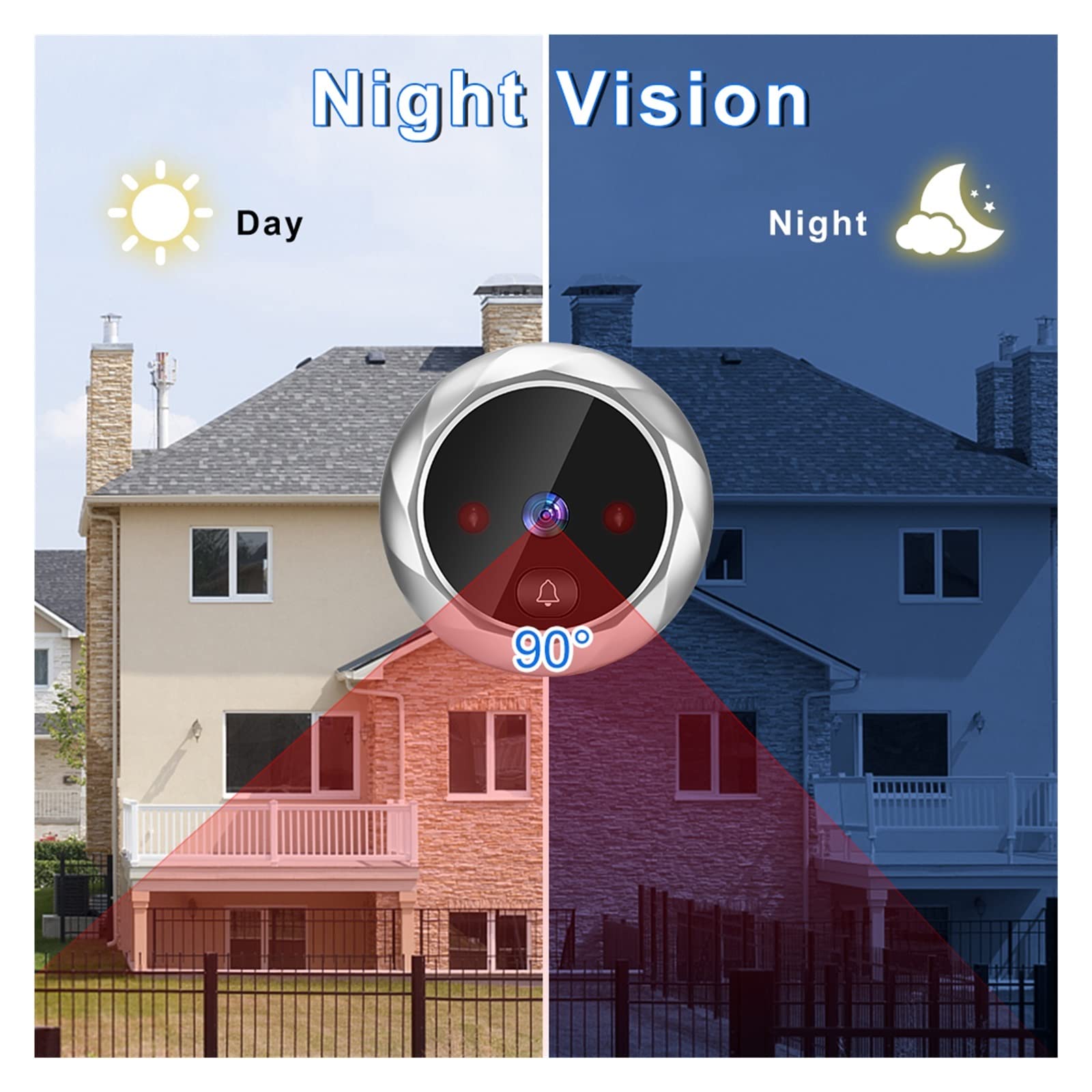 2.8 Cal LCD Cyfrowy Dzwonek Peep Eye 90 Stopni Wizjer Do Drzwi Wizjer Kamera Night Vision Photo Dzwonek Monitor