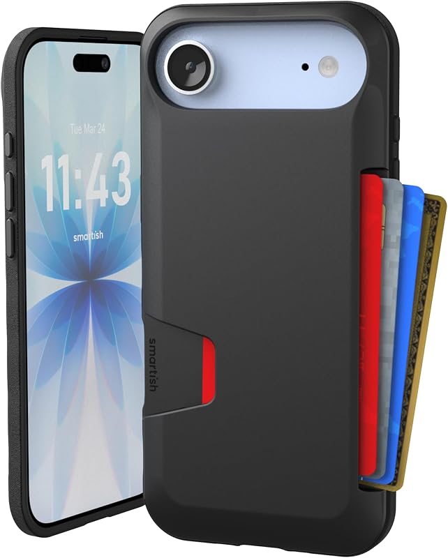 Smartish iPhone Air Wallet Case, Card Holder, Wallet Slayer Vol 1, Black | Drop-Tested from 6 Feet, Holds 4 Cards + Cash, Protective & Slim, Thin & Grippy, Hidden Credit Card Slot for Apple iPhone
