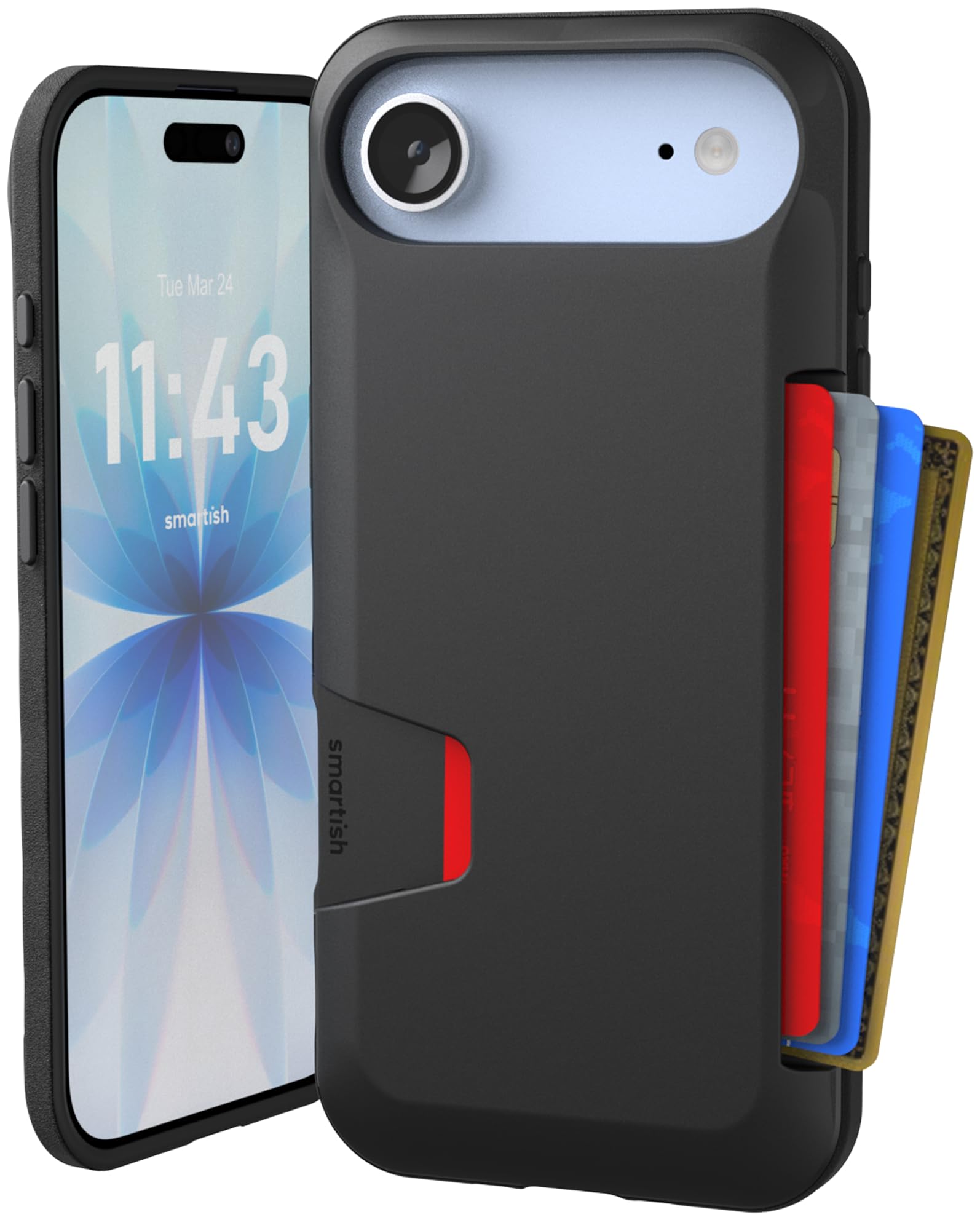 Smartish® iPhone Air Wallet Case - Wallet Slayer Vol. 1 [Slim + Protective] Credit Card Holder - Drop Tested Hidden Credit Card Slot Cover for Apple iPhone Air - Black Tie Affair