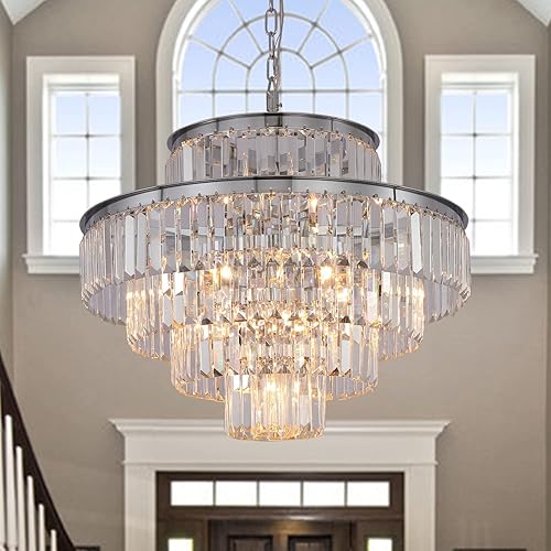 GMlixin Modern Crystal Chandelier Ceiling Lights Luxury Chandeliers Hanging Raindrop Pendant Light Fixture for Dining Rooms Bedroom Entryway 13-Lights