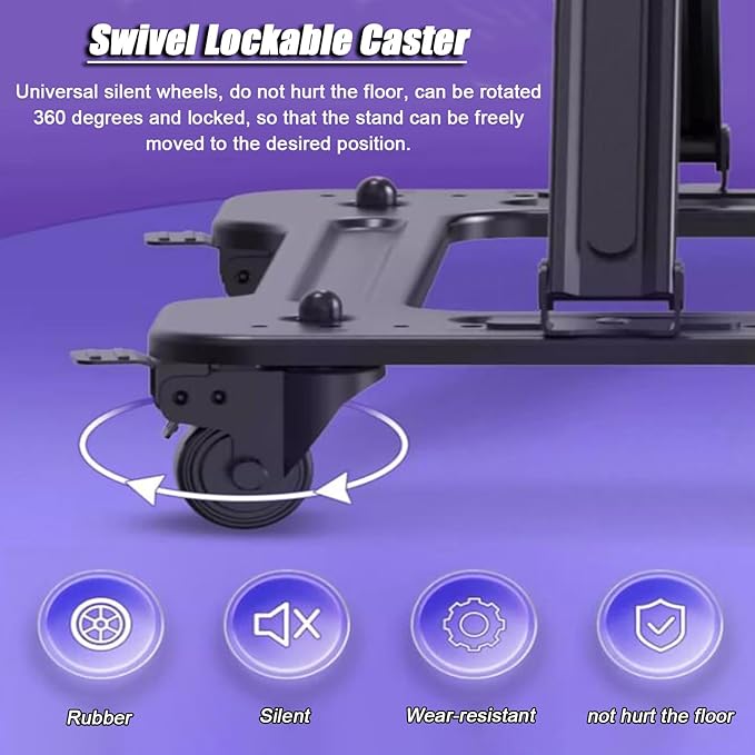 Soporte para TV Móvil con Ruedas, Ajustable, 32"-75", Negro miniatura 7