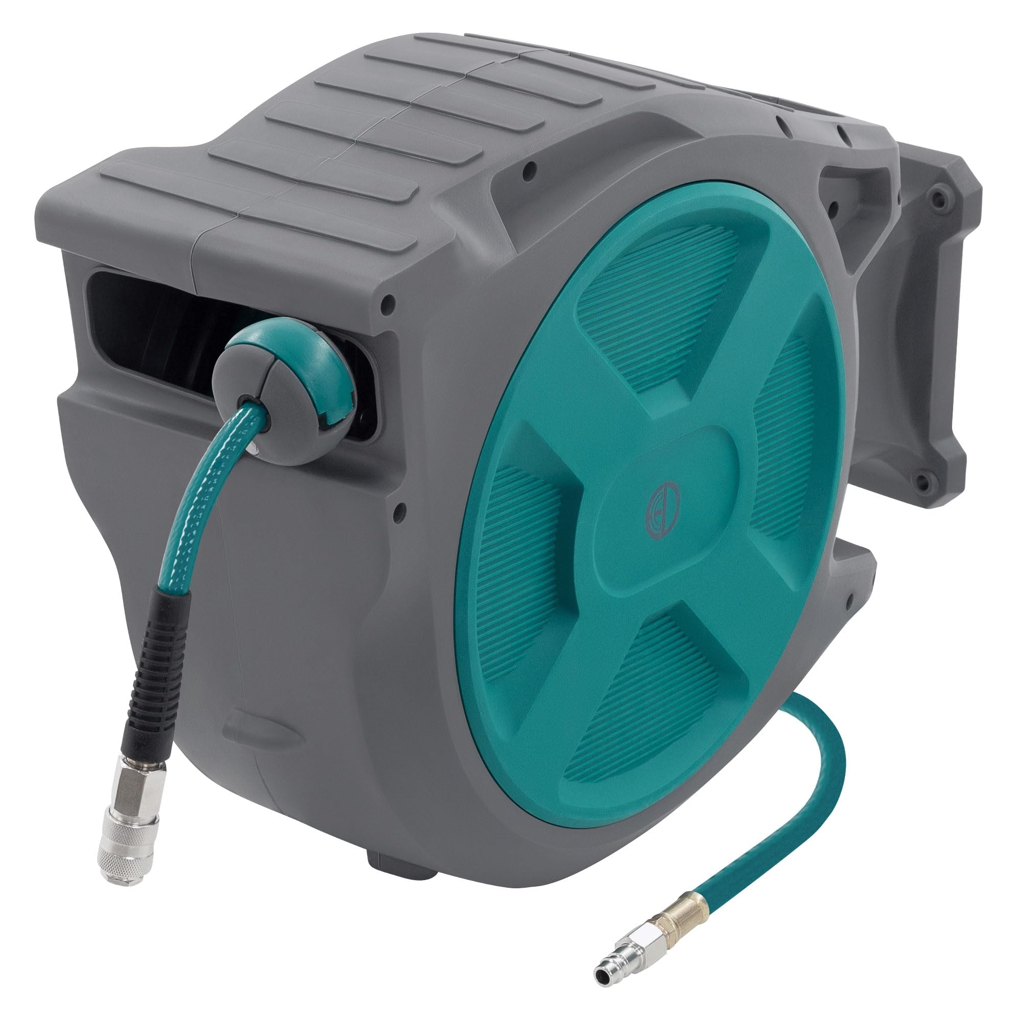 ECD Germany Avvolgitubo Aria Compressa Automatico 30 m + 2 m, con Funzione di Blocco, Attacco 1/4", con Raccordo Rapido, Pressione 15 Bar, Rotazione 180°, Ø12 mm, Arrotolatore per Montaggio a Parete