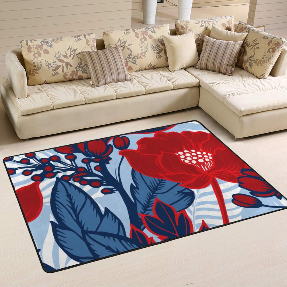 Tapis à pois bleus Ruchen grand format pour salon et chambre