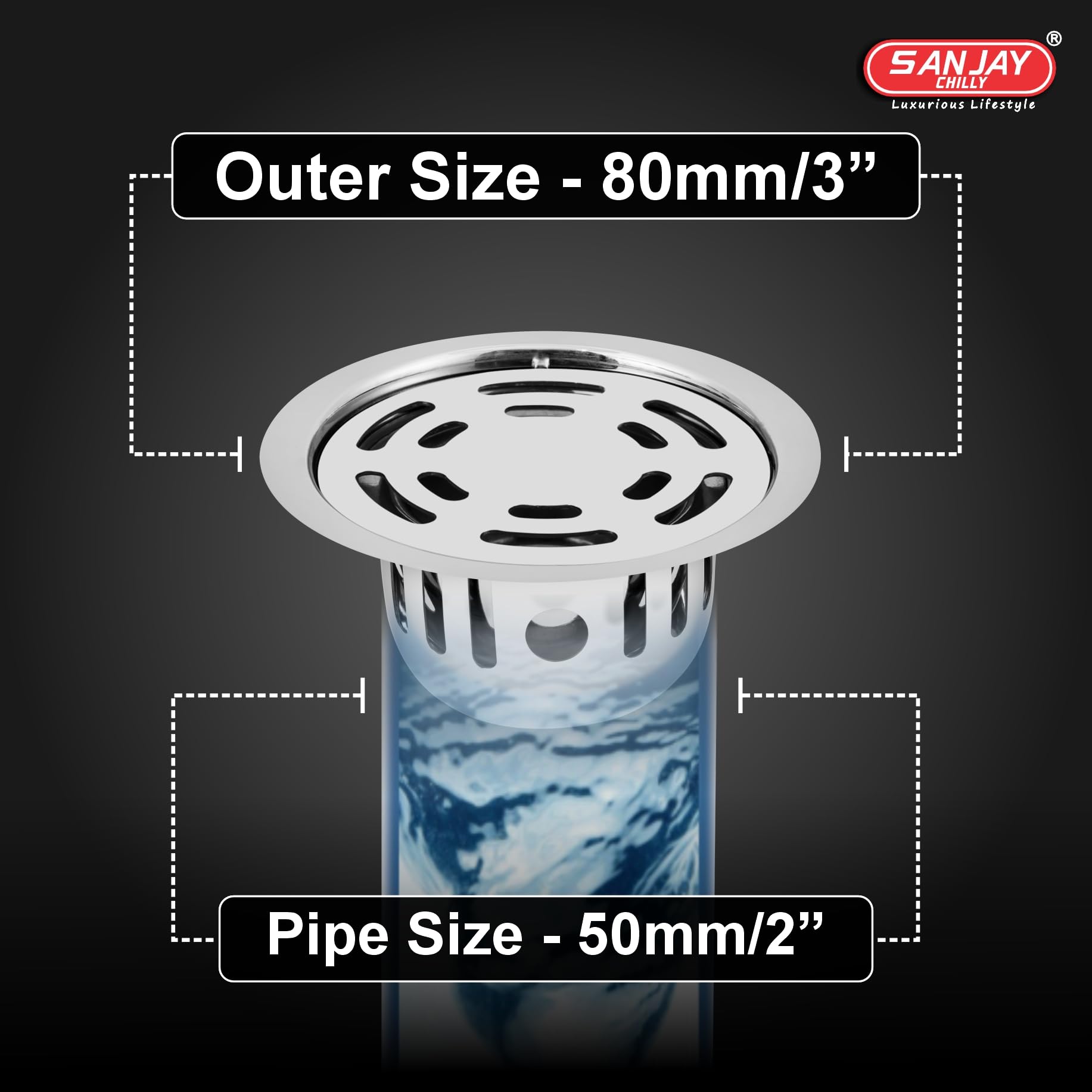 Sanjay Chilly Round Ringo Cockroach Trap 80mm 3 INCH Floor Drain Jali 304 Grade Stainless Steel Kitchen Floor Trap Anti Cockroach & Insects Long Lasting for Bathroom 4