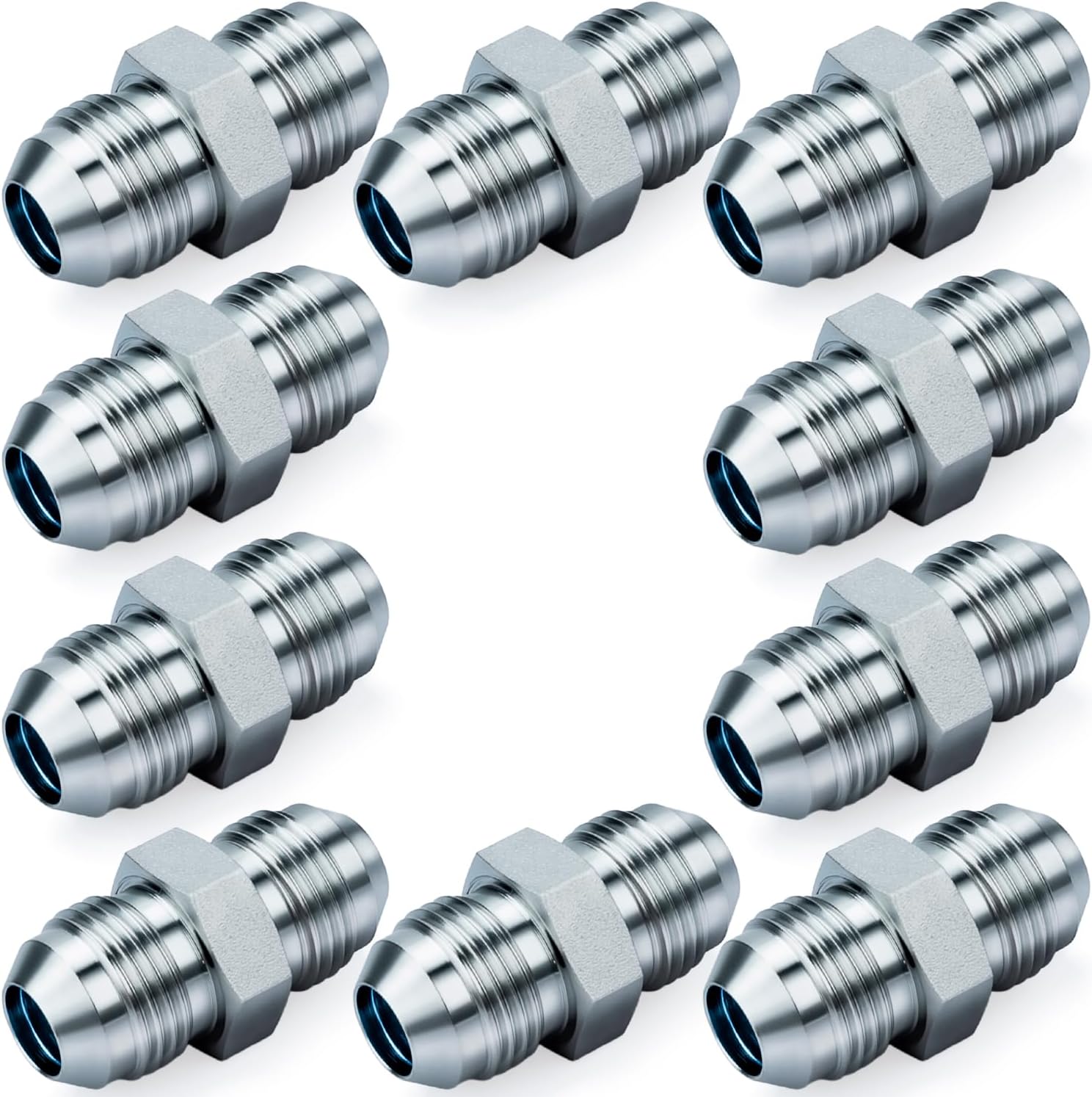 Straight Hydraulic Hose Adapter Fittings, 2403-04-04 1/4" Male JIC (7/16"-20 thread) x 1/4" Male JIC (7/16"-20 thread) SAE Connectors x 5 pack