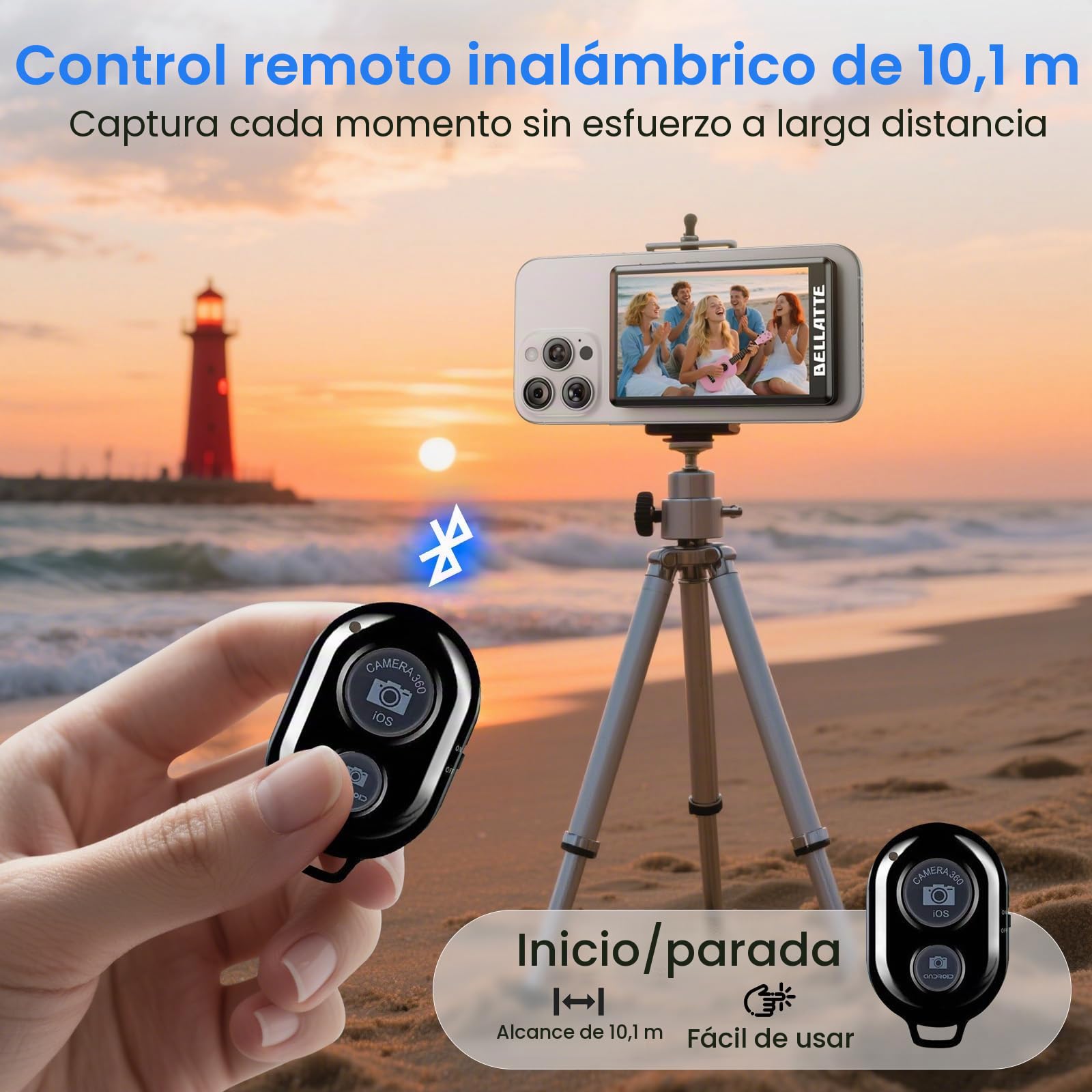 Vlog - Pantalla de Monitor Selfie para iPhone y Android, grabación 4K 30fps, Espejo de Pantalla inalámbrico, Altavoz Integrado, Soporte magnético y Control Remoto para vlogging, transmisión