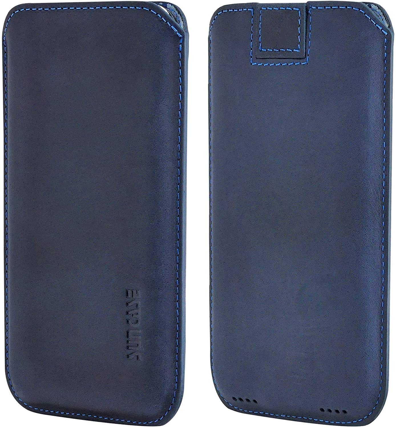 Custodia In Pelle Suncase Per IPhone 13 Mini – Blu, Ultra Sottile, Con Linguetta, Realizzata A Mano In Europa