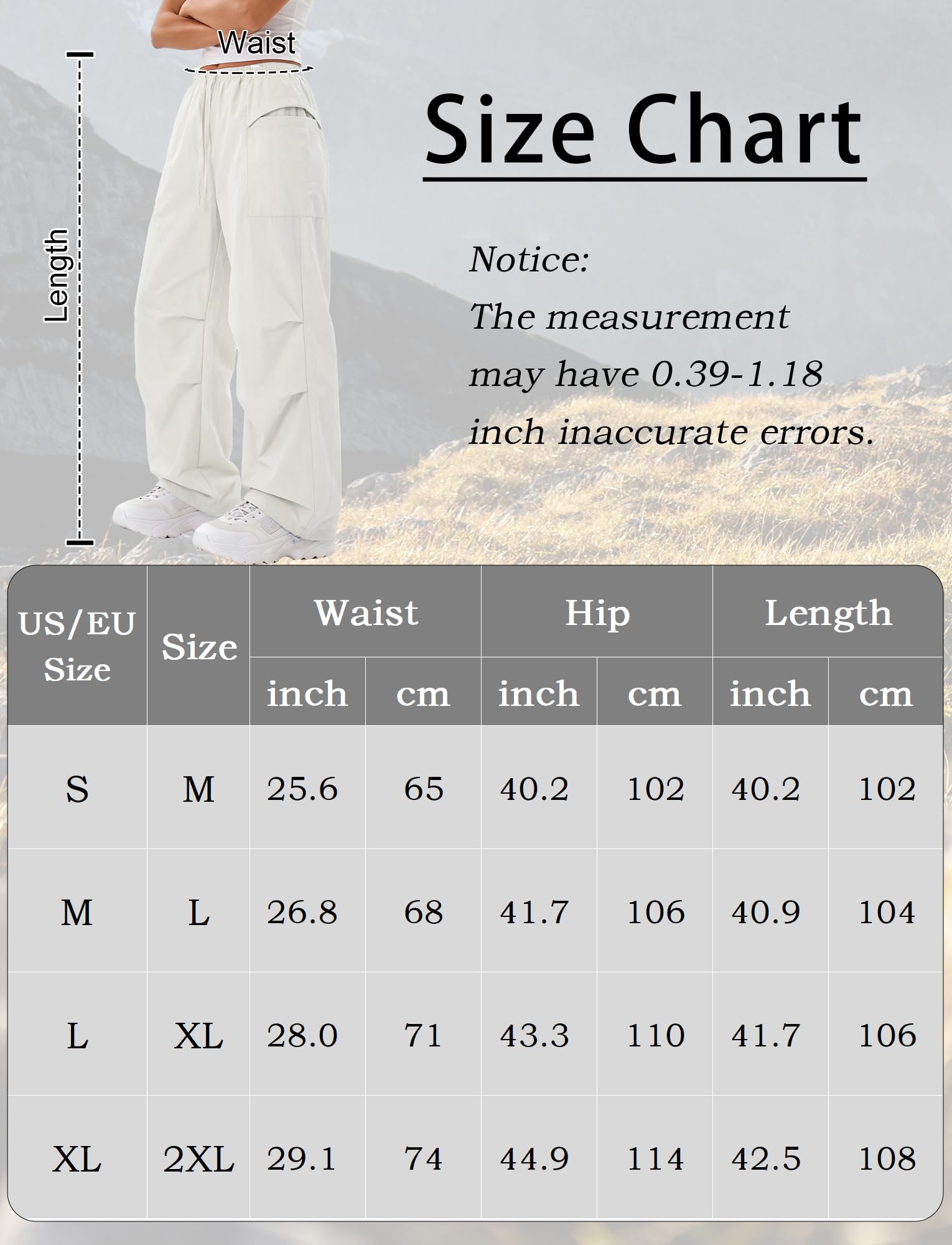 FEOYA Pantalon de parachute baggy pour femme, taille haute, pantalon cargo Y2k avec jambes larges, imperméable, pantalon de randonnée, séchage rapide, pantalon de trekking