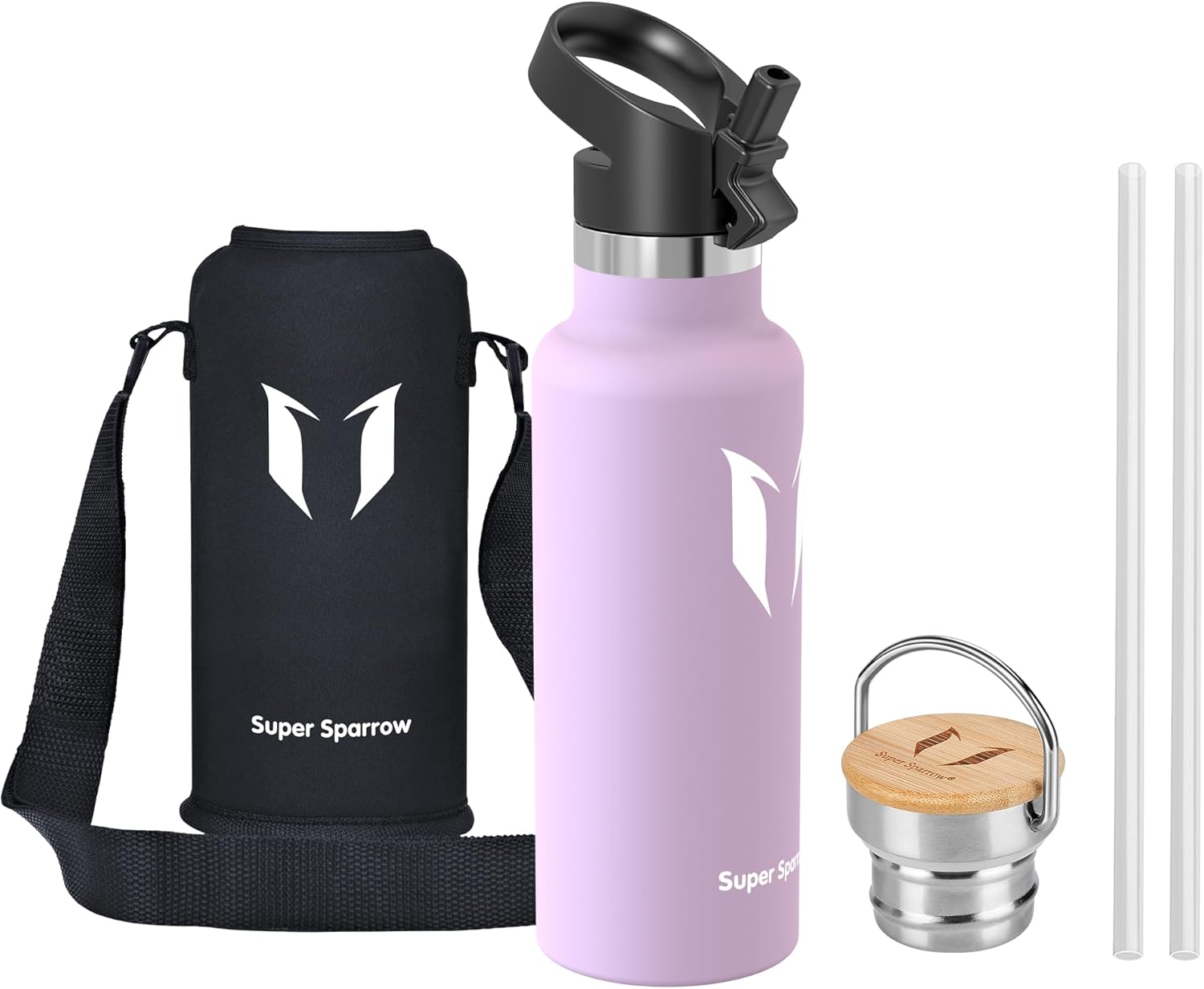 Super Sparrow Gourde Isotherme Inox 18/8 350ml-1L – 2 Bouchons Étanches Interchangeables – Sans BPA, Chaud 6h / Froid 12h - Image secondaire