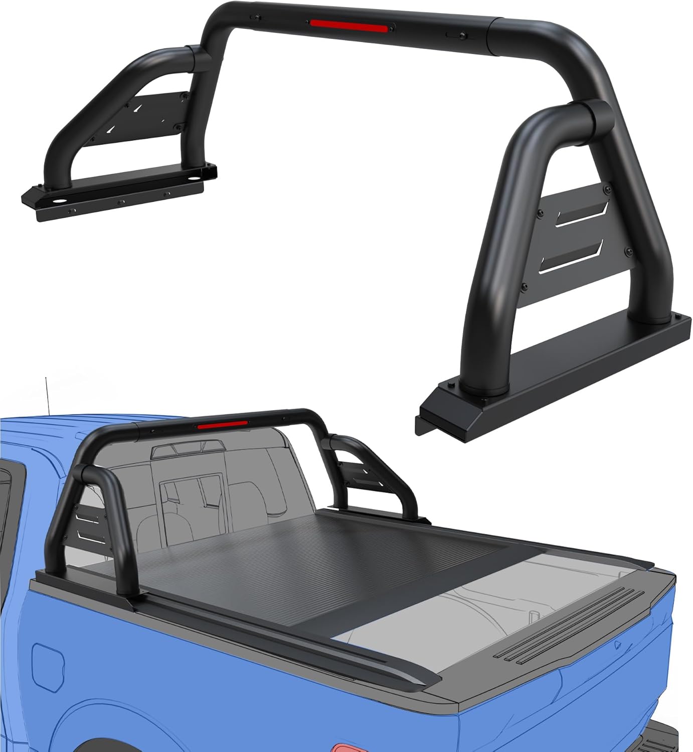 StarONE Adjustable Truck Bed Sport Roll Bar,Chase Rack with Brake Lights fit for Full Size Pickup Trucks