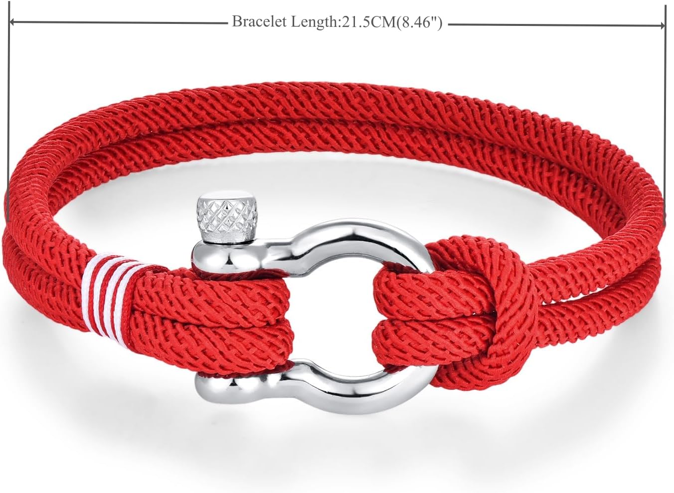 BIYONGDE Mens Womens Nautical Sailor Rope Bracelet, Two-row Friendship Bracelet with Steel Screw Anchor Shackles - Image 3