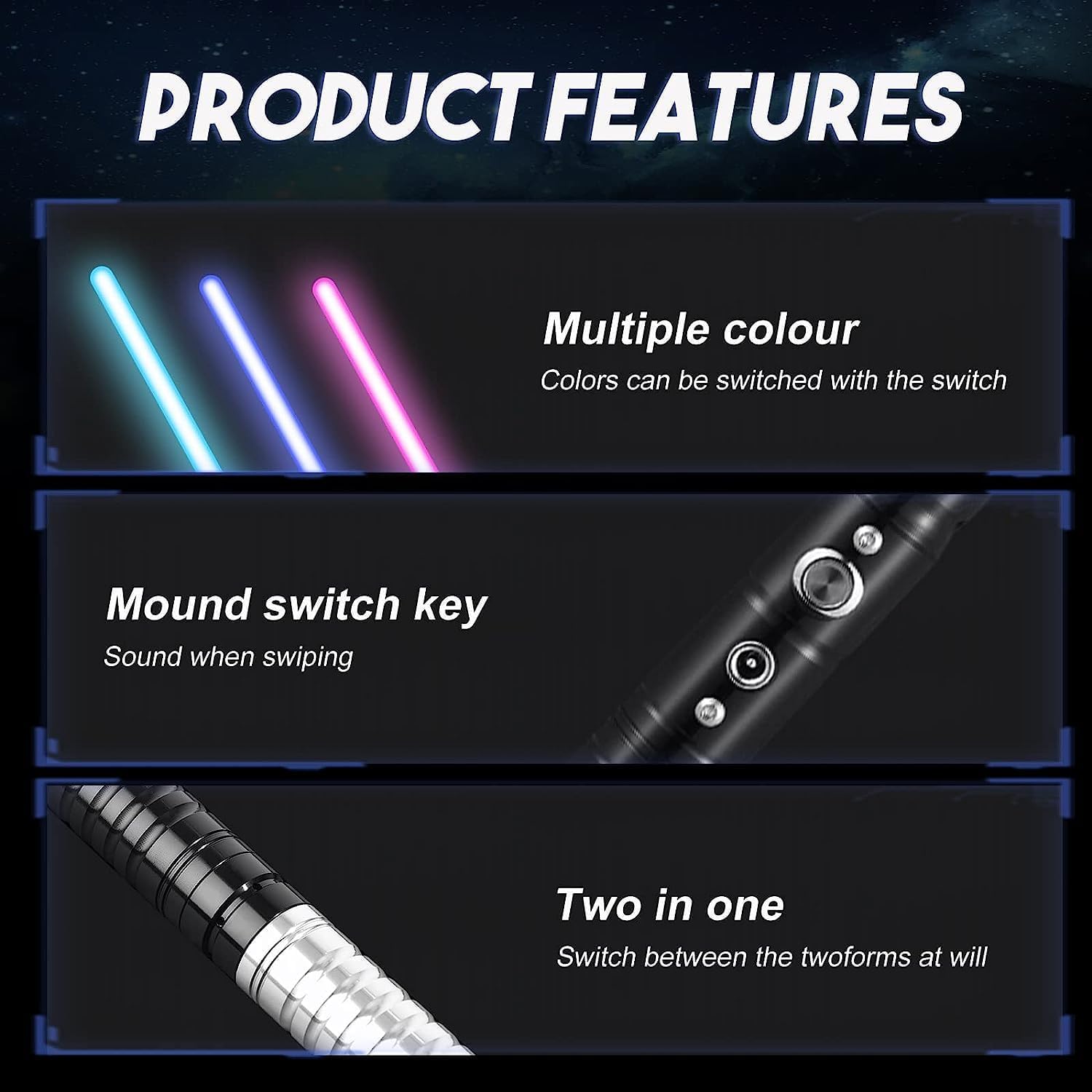 Sabre Laser,Sabre Laser de Duel,Polices sonores, Couleurs RGB, poignée en métal,Sabres Laser Rechargeables USB-C,épée Laser à Effets spéciaux pour fêtes d'enfants,Cadeaux,Cosplay (GJ6524)
