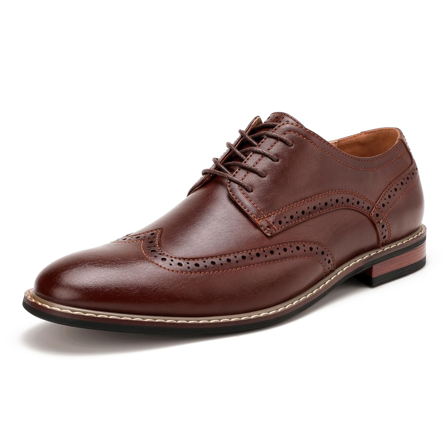 Sapato social masculino Oxford, bico confortável, couro, flexível, respirável, salto plano, cadarço, tamanho 40, EUA