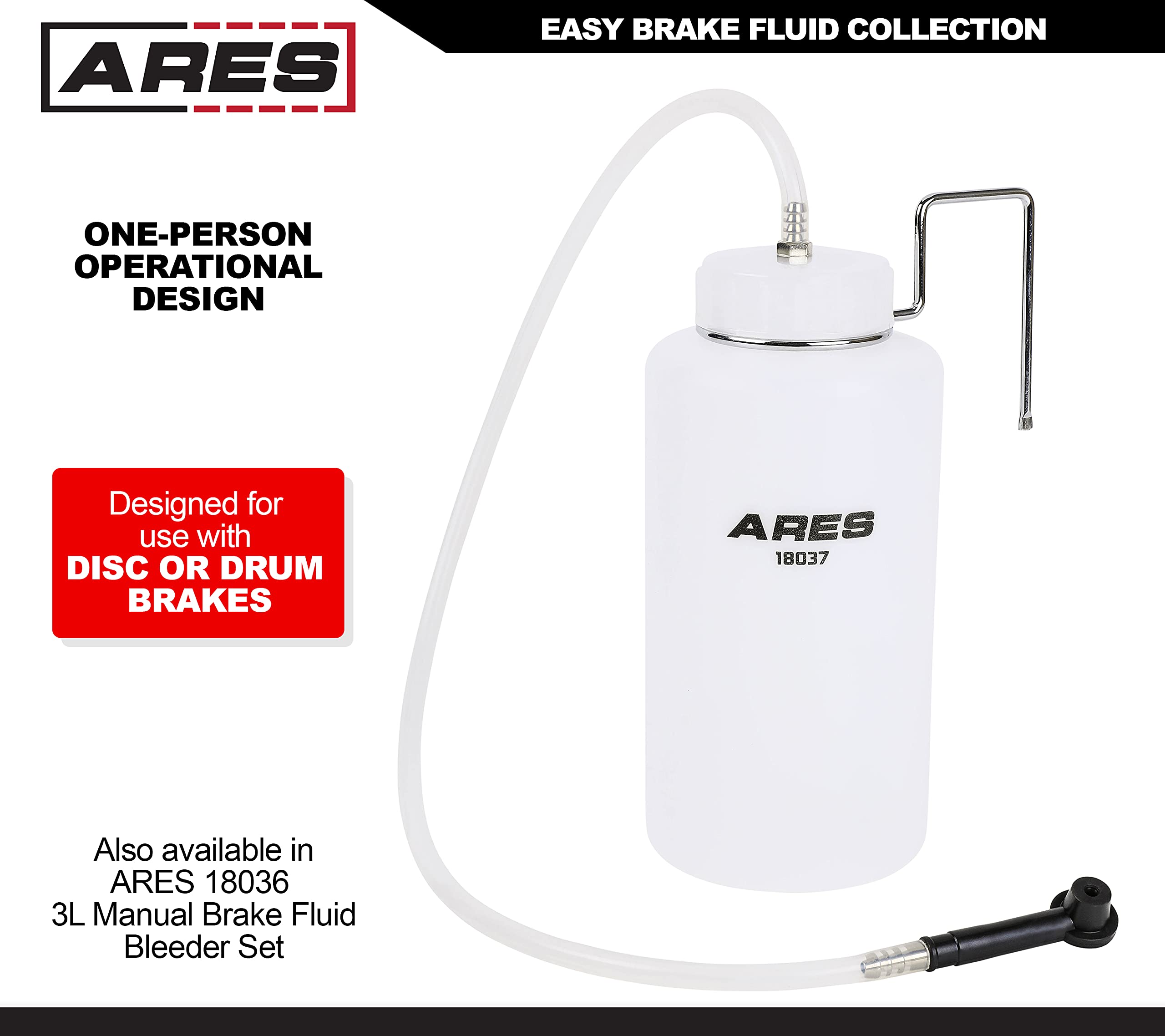 ARES 18037-1L Bouteille de réservoir de liquide de purge de frein – Capture  et contient du