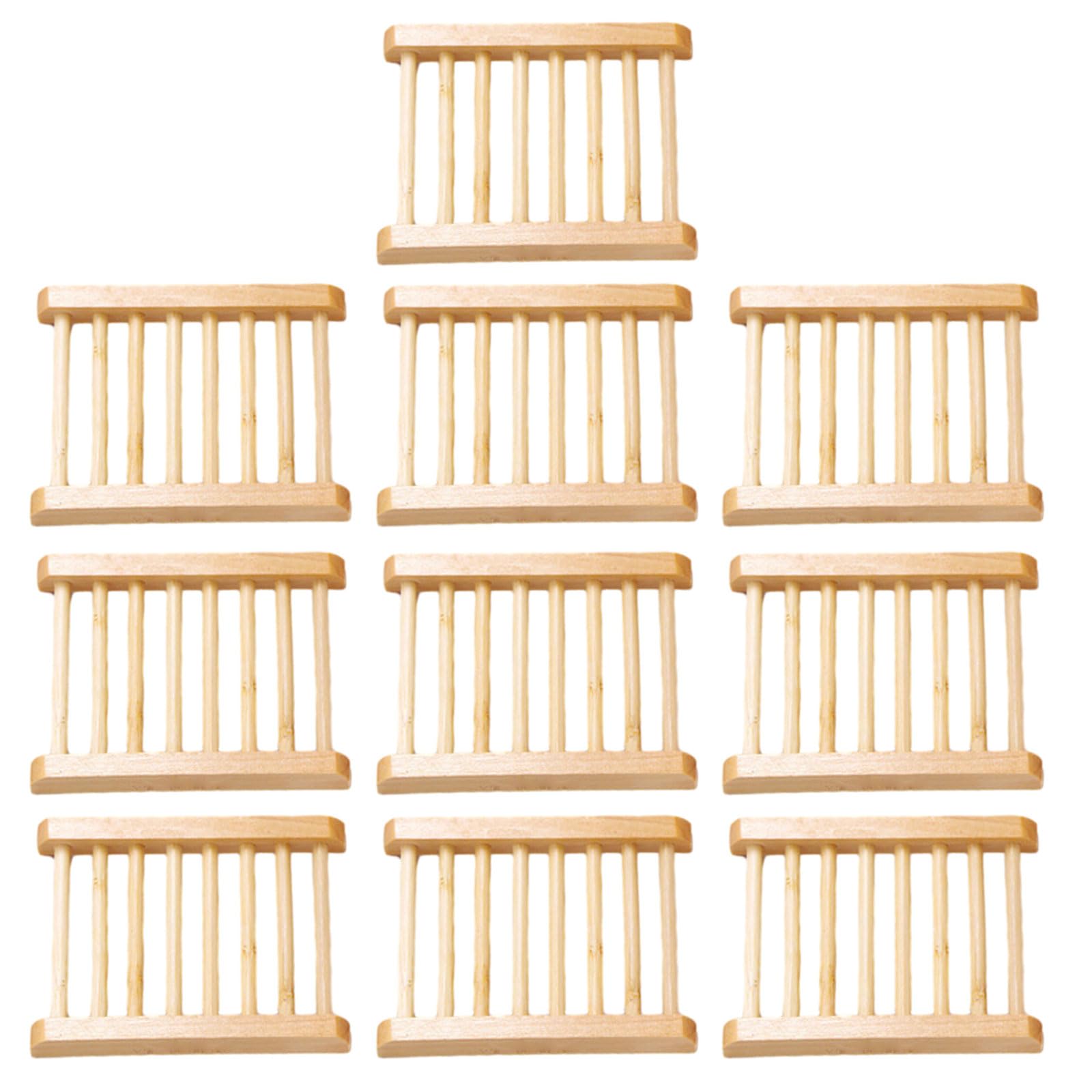 Sueale 10Pcs/Pack Creative Wooden Soap Box Soap Holder Rack For Bathroom Toilet Drainage Shelf Household Appliances Slip Resistant Soap Shelf