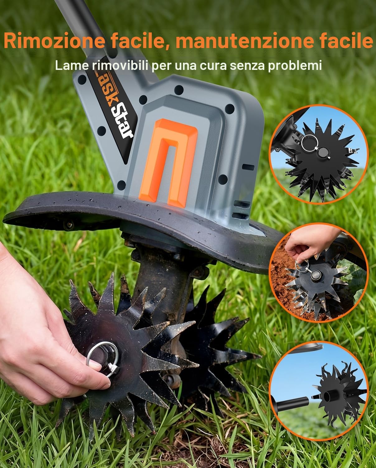 Motozappa A Batteria, Motozappa Elettrica con Batteria 4000 mAh, Coltivatore Elettrico 360 RPM con 48 Denti in Acciaio, Larghezza 25 cm e Profondità 18 cm, Ideale per Smuovere e Compostare