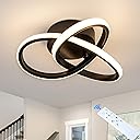 10 Inch Modern Ceiling Light, 24W LED Dimmable Ceiling Light with Remote Control, 3000-6000K Color Temperature Adjustable, Black Small Chandelier for Bedroom, Entryway, Hallway, Kitchen