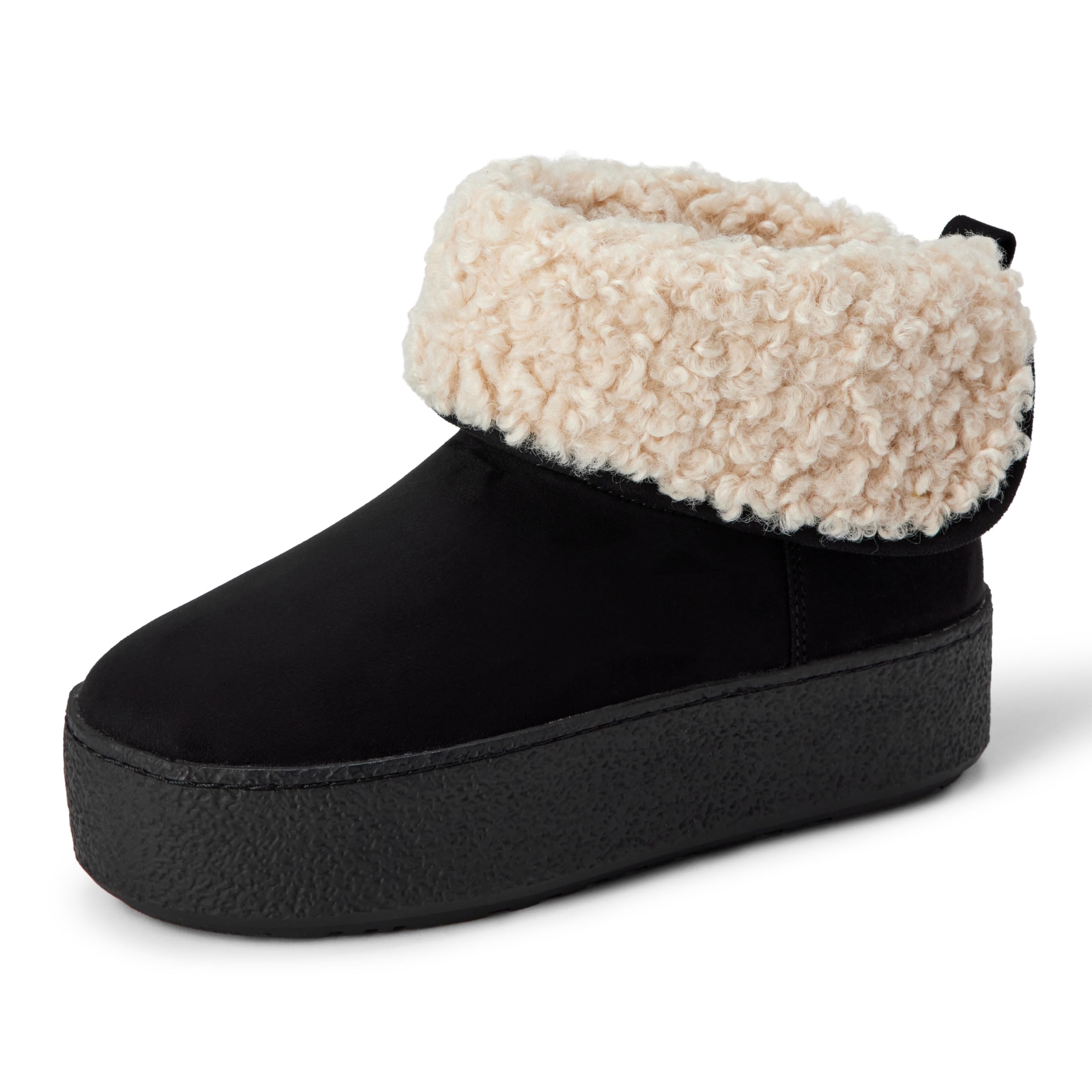 Amazon Essentials Women's Shearling-Lined Platform Ankle Boots, Black Microsuede, 5.5 UK