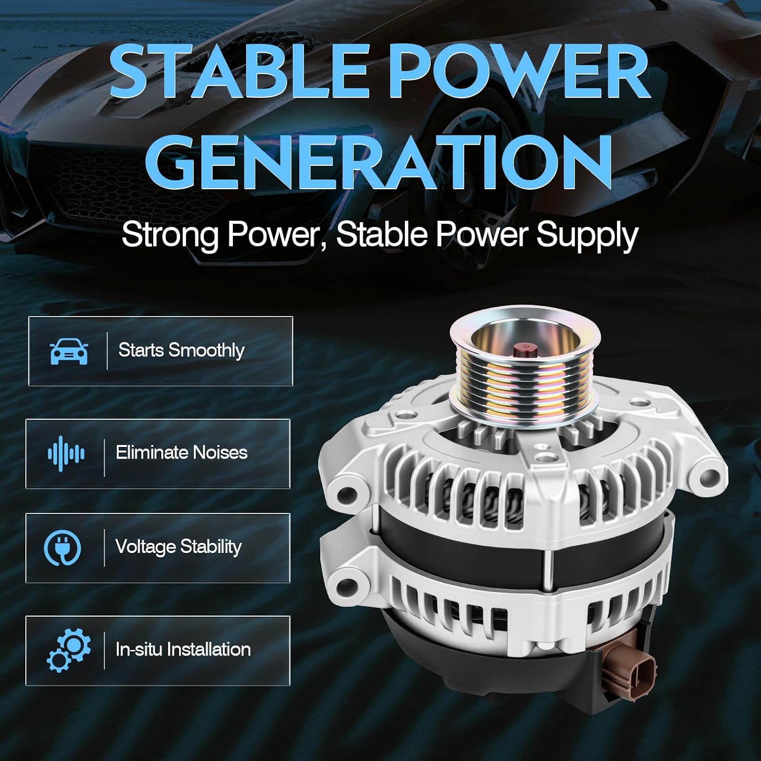 New Alternator for Acura CSX 2006-2008,for TSX 2004-2008,for Honda Accord 2003-2007,for Civic 2006-2010,for CR-V 2007-2009,for Element 2003-2009 High Output 105Amp Alternator 13980N 31100-RAA-A01