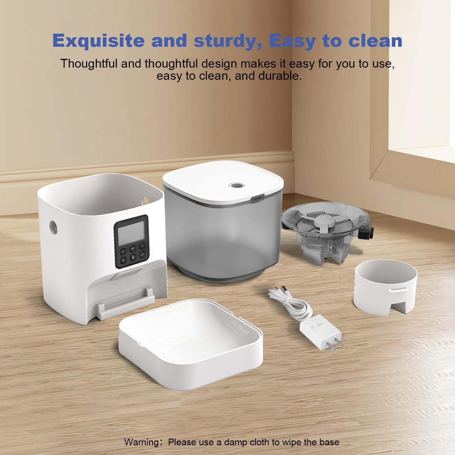 ANDOLL HOME Automatic Cat Feeder, 4L Cat Food Dispenser with 10s Voice Recorder, Pet Feeder up to 8 Meals per Day, Timed Dog Feeder with Dry Food Sealed Ring