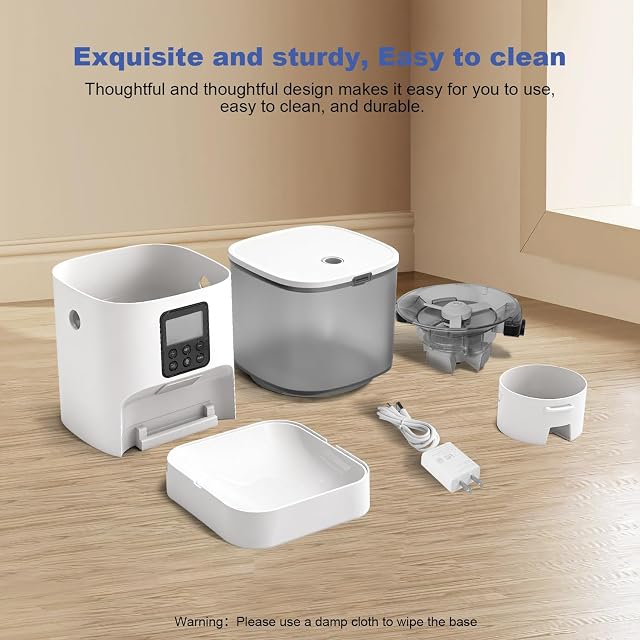 Foto 2 de 8 de Comedero automático para gatos, dispensador de comida para gatos con grabadora de voz de 10 segundos