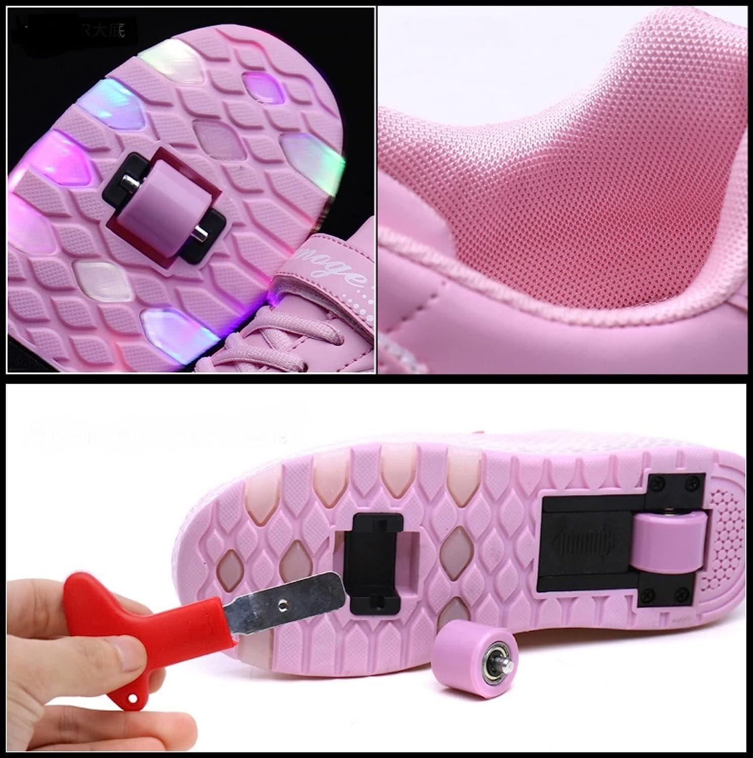 Zapatos niña de niño con Ruedas, 2 en 1, Zapatos para niños, Patines Brillantes, Zapatillas de Skateboard, Zapatillas