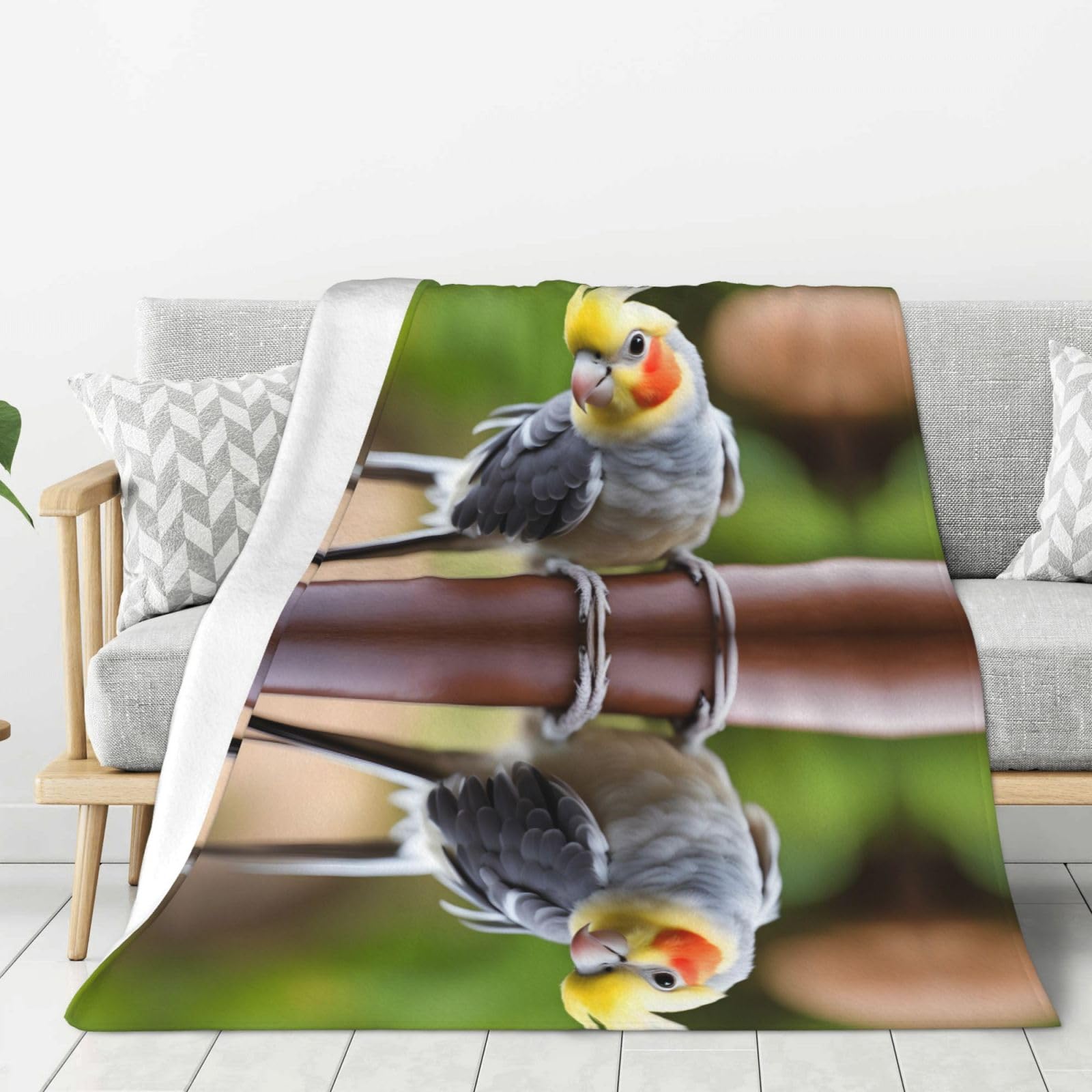 Couverture en flanelle douce pour soirée cocooning canapé avec calopsitte