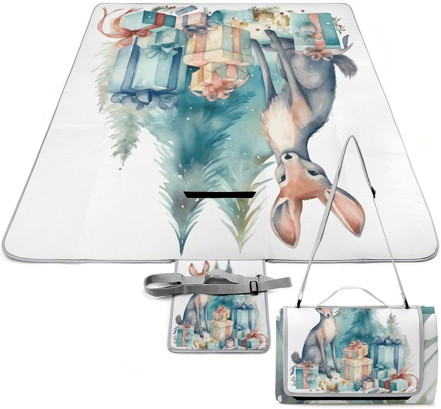 Animals and Gifts Waterproof Picnic Blanket 58.3''x58.3'',Portable and Foldable Picnic Mat with Handle,Outdoor Blankets for Lawn Park Beach Travel