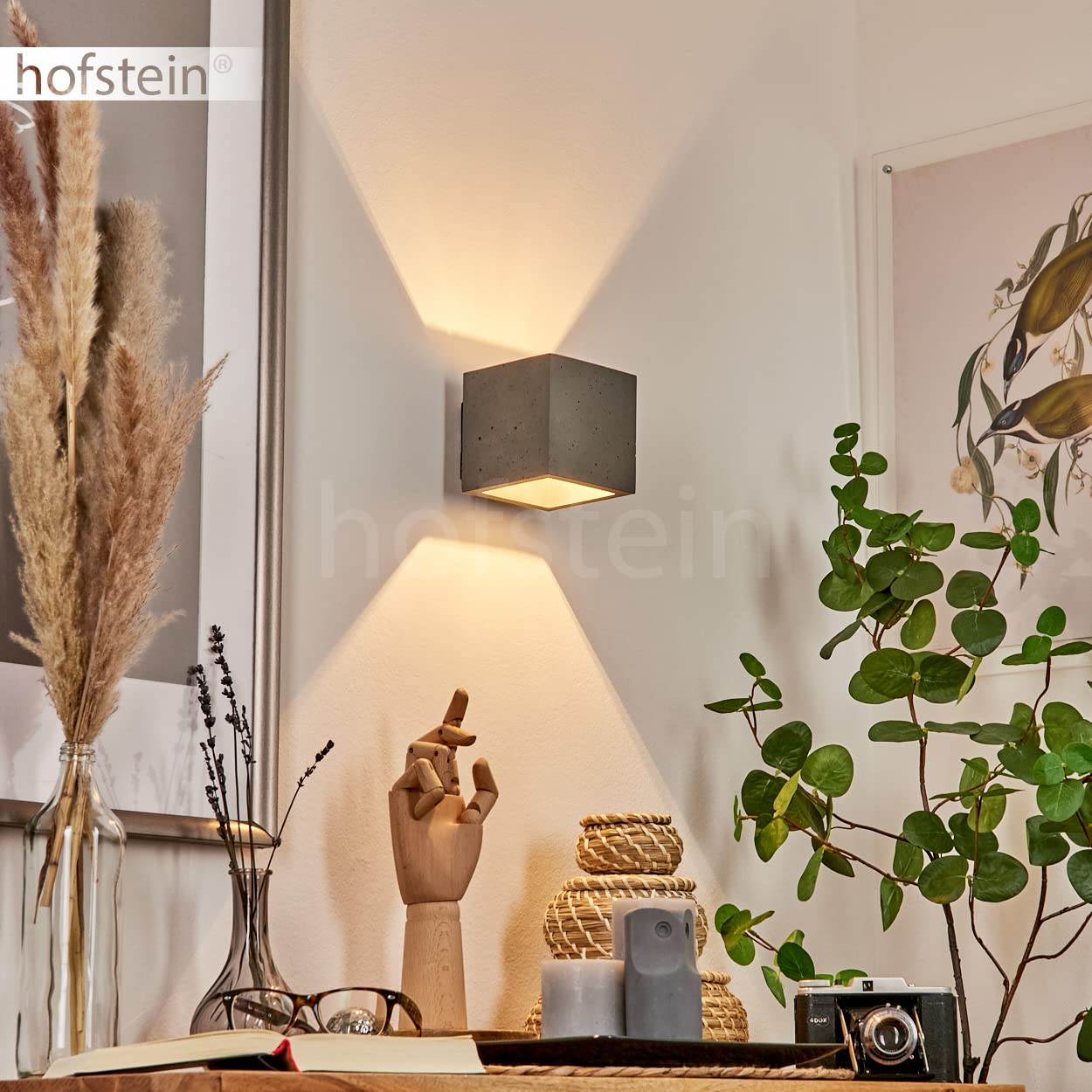 Wandleuchte Polcura, Wandlampe aus Metall/Beton in Schwarz/Grau, 1-flammig, 1 x G9, ohne Leuchtmittel, Moderne Leselampe mit Up & Down Lichteffekt