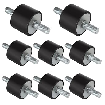 8Pcs M10 Rubber Studs Shock Absorber Anti-Vibration Isolator Mounts, M10-40x30mm Rubber Vibration Isolation Mount with 2 Threaded Studs, for Air Compressors, Pump, Garage Motor, Diesel Engines