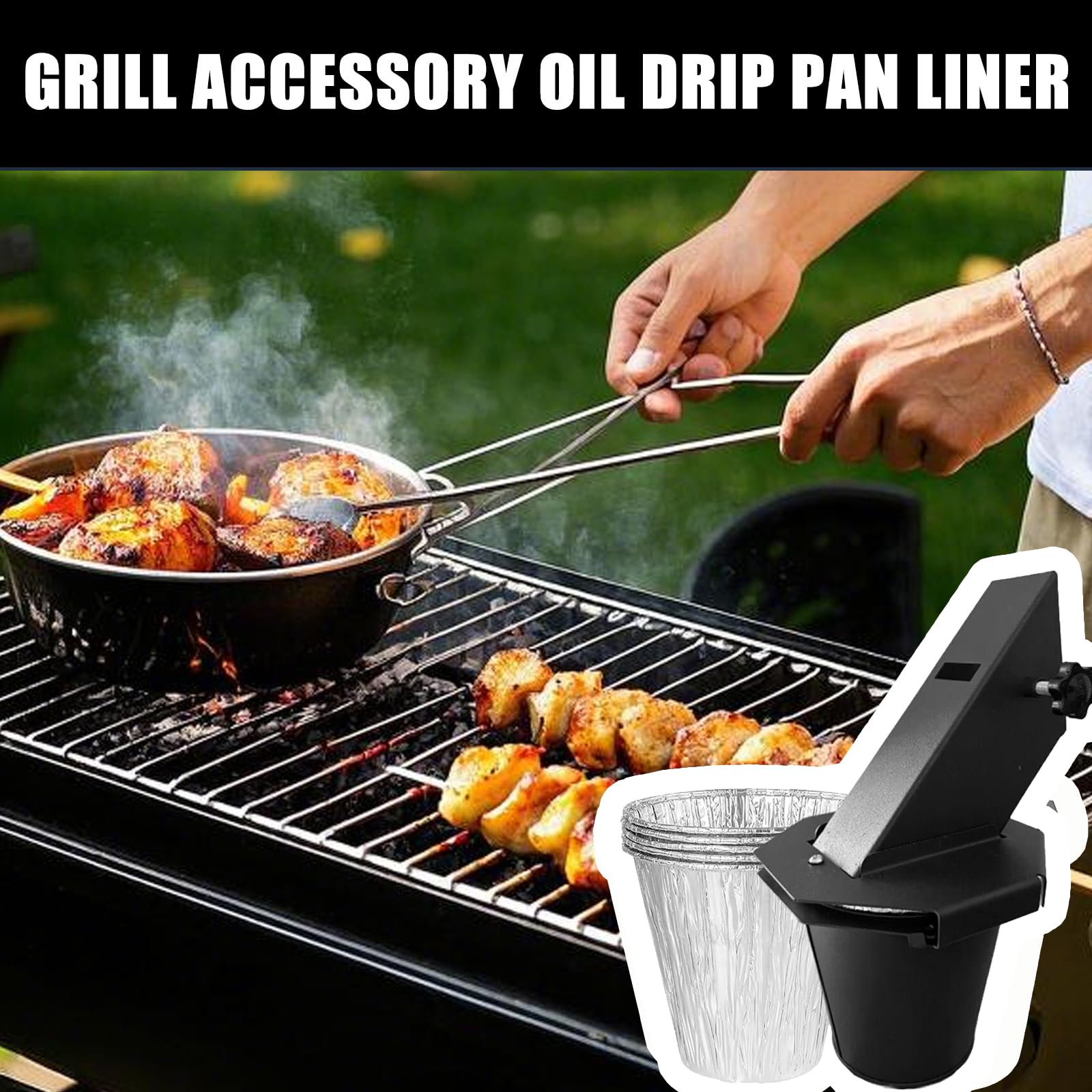 Seau d'égouttage jetable de grande capacité avec doublure en aluminium pour barbecue et pique-nique avec entonnoir