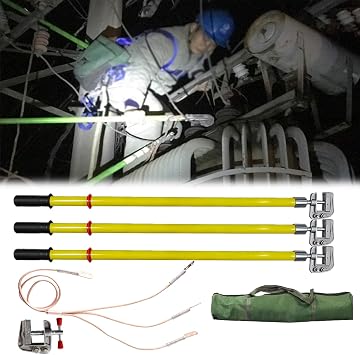 3-Pcs High Voltage Grounding Rod,High-Voltage Grounding Kit,for Electrical Work, Substation Maintenance, Power Plant Repairs 1m/3.3ft+7m/23ft