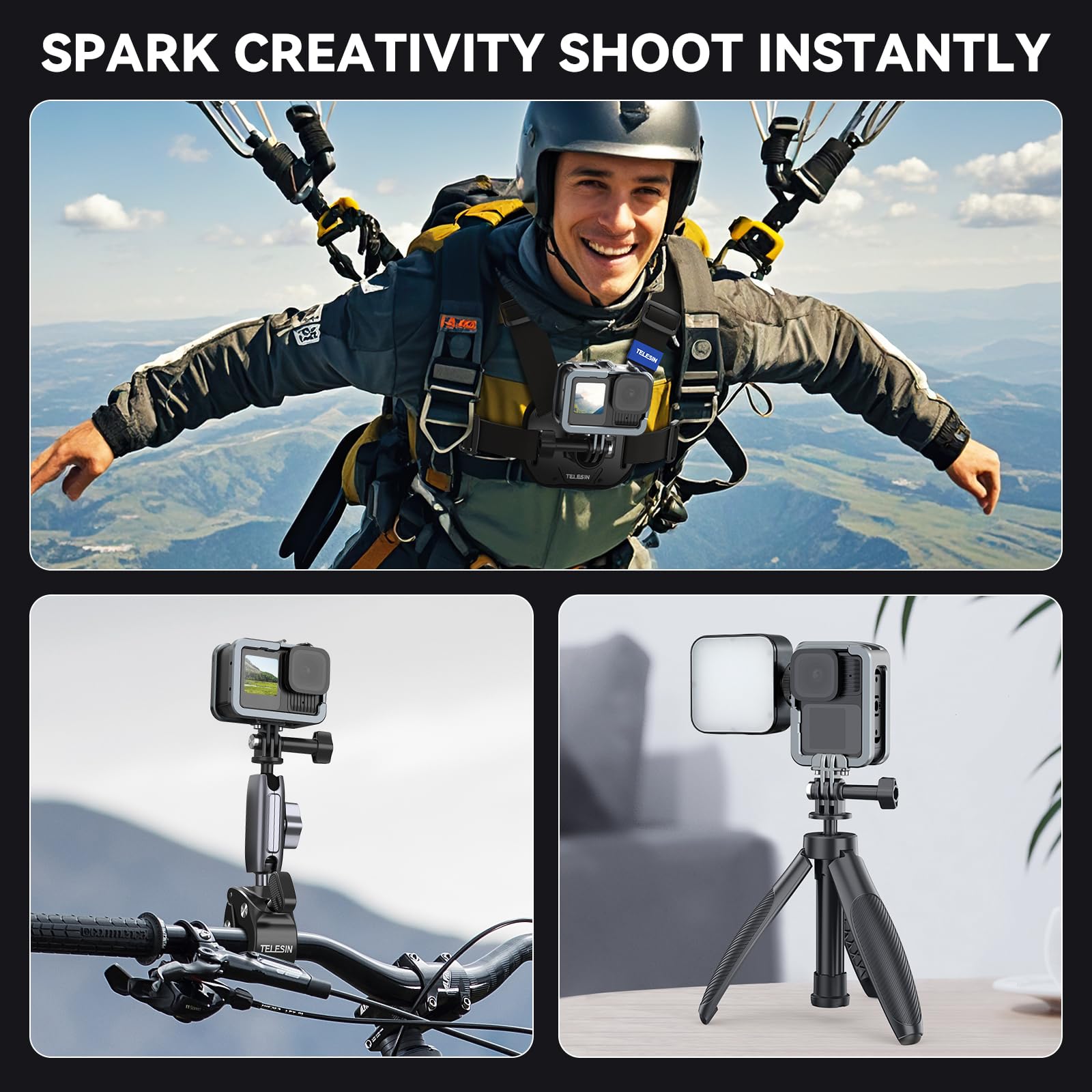 TELESIN Carcasa de aluminio de metal para cámara Go Pro 13, 12, 11, 10, 9, carcasa con filtro de objetivo ND/CPL, jaula protectora con 2 soportes para zapatos fríos para accesorios de cámara