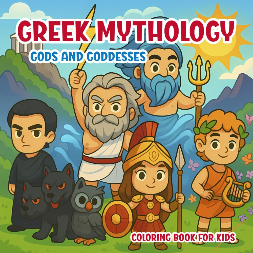 Greek Mythology Gods and Goddesses Coloring Book: Cute and Cozy For Kids Relaxing, Playful, Big, Simple, and Fun.